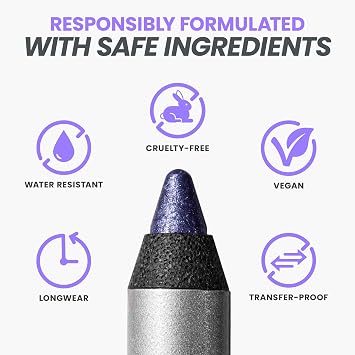 Wonderskin Eyeliner Pencil, 1440 Longwear Blue Purple Eyeliner Pencil - Waterproof, Sharpenable & Smudge Proof