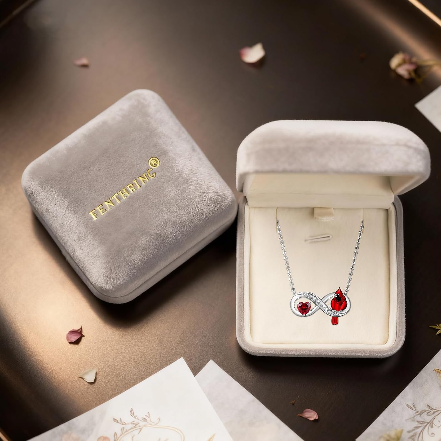 Fenthring Red Cardinal Necklace Sterling Silver Cardinal Necklaces for Women Memorial Pendant Sympathy Bird Charms Mothers Day Christmas Gifts - Image 6