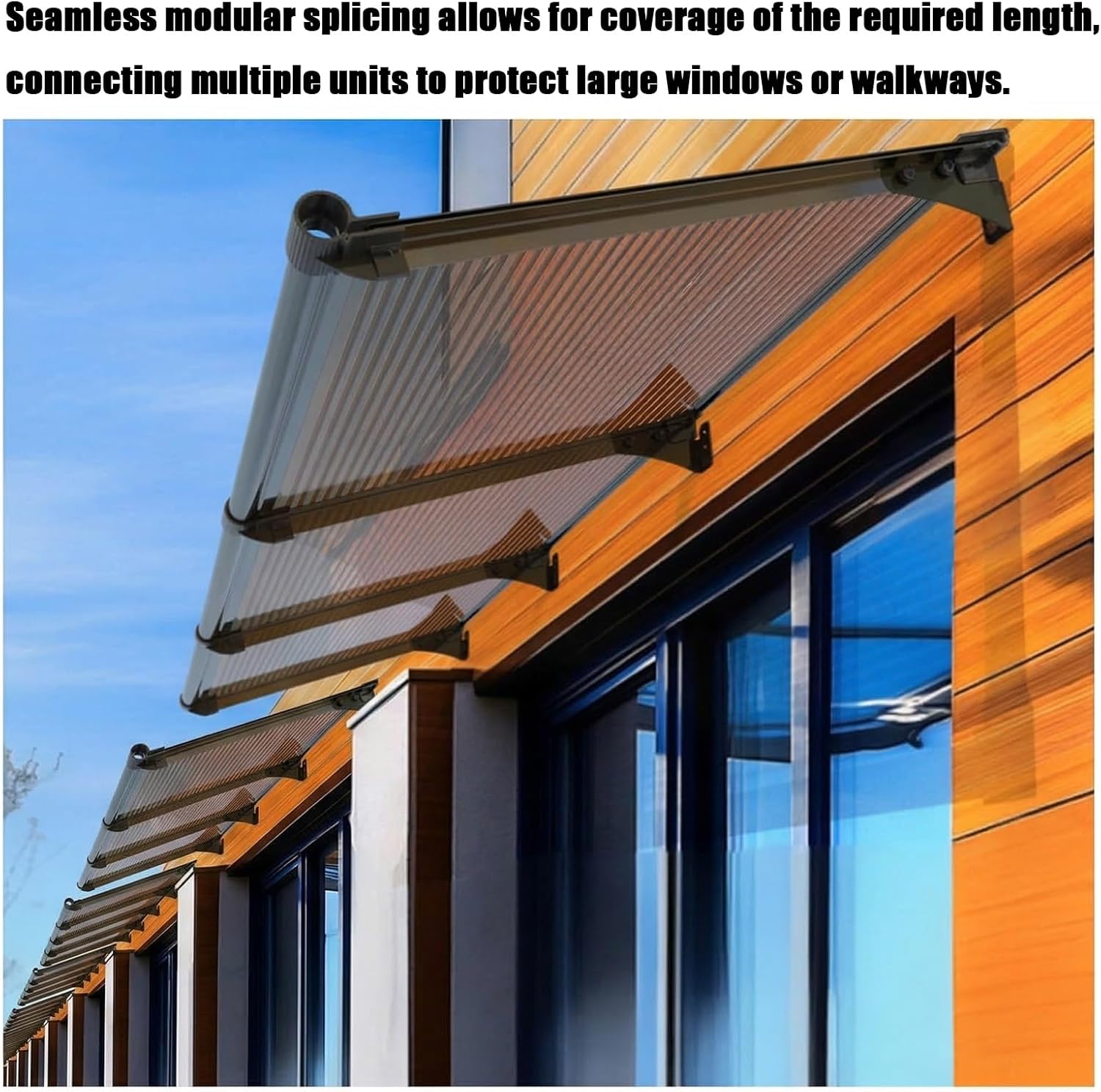 Outdoor Door Canopy Awning - Polycarbonate Patio Awning for Rain & Snow Protection, 130x160cm (51x63in) - Perfect for Entrance, Balcony, and Courtyard