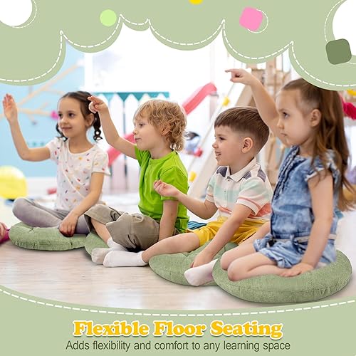 Miniatura 5 de Cojines redondos de 15 pulgadas para niños y niños pequeños, asiento flexible para muebles de aula, almohada de piso de 3.5 pulgadas de grosor para