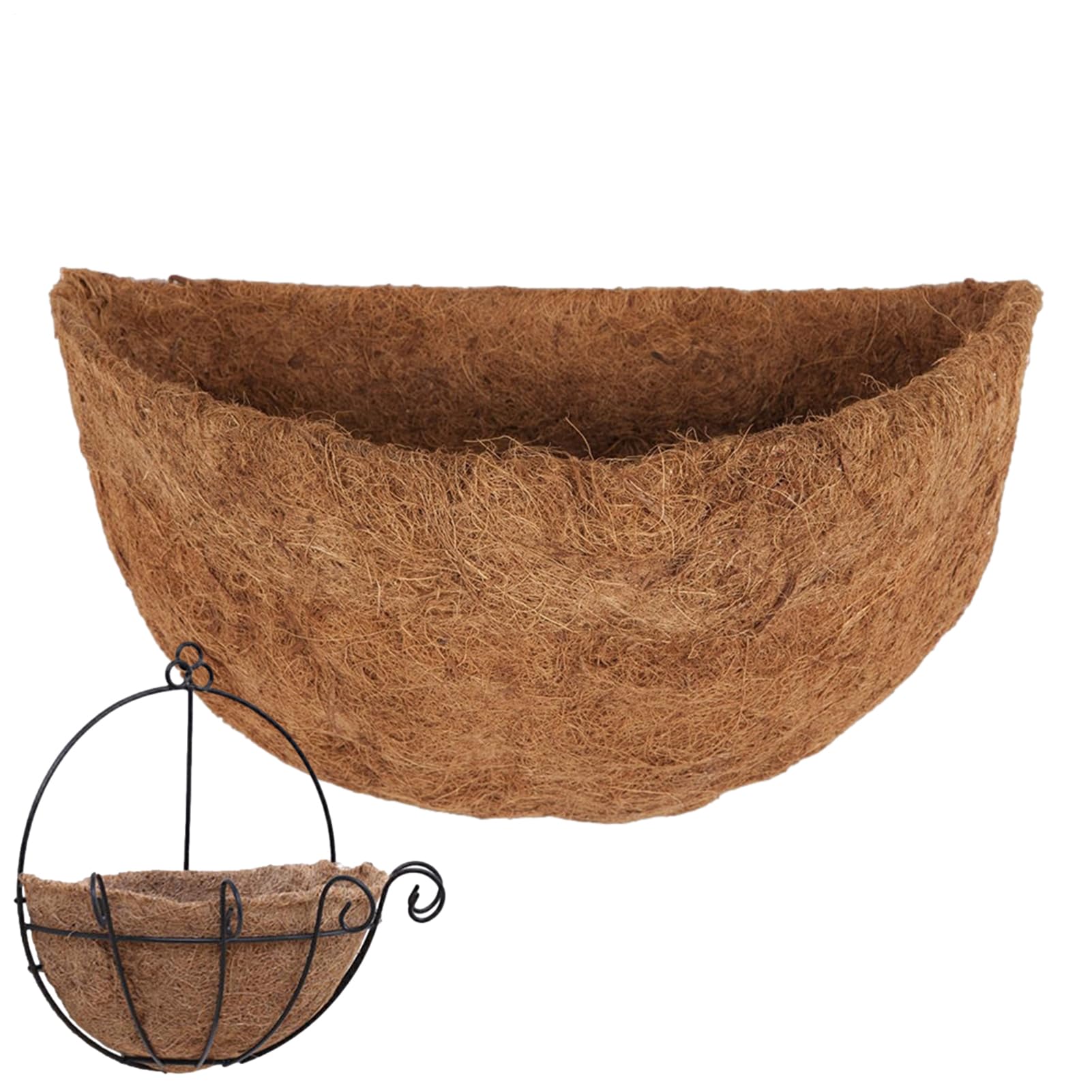 Half Round Hanging Basket Liners, Natural Coco Coir Fiber Liners For Outdoor & Indoor,Preformed Fiber Replacement For Wall Mounted Pots, Balcony, Porch