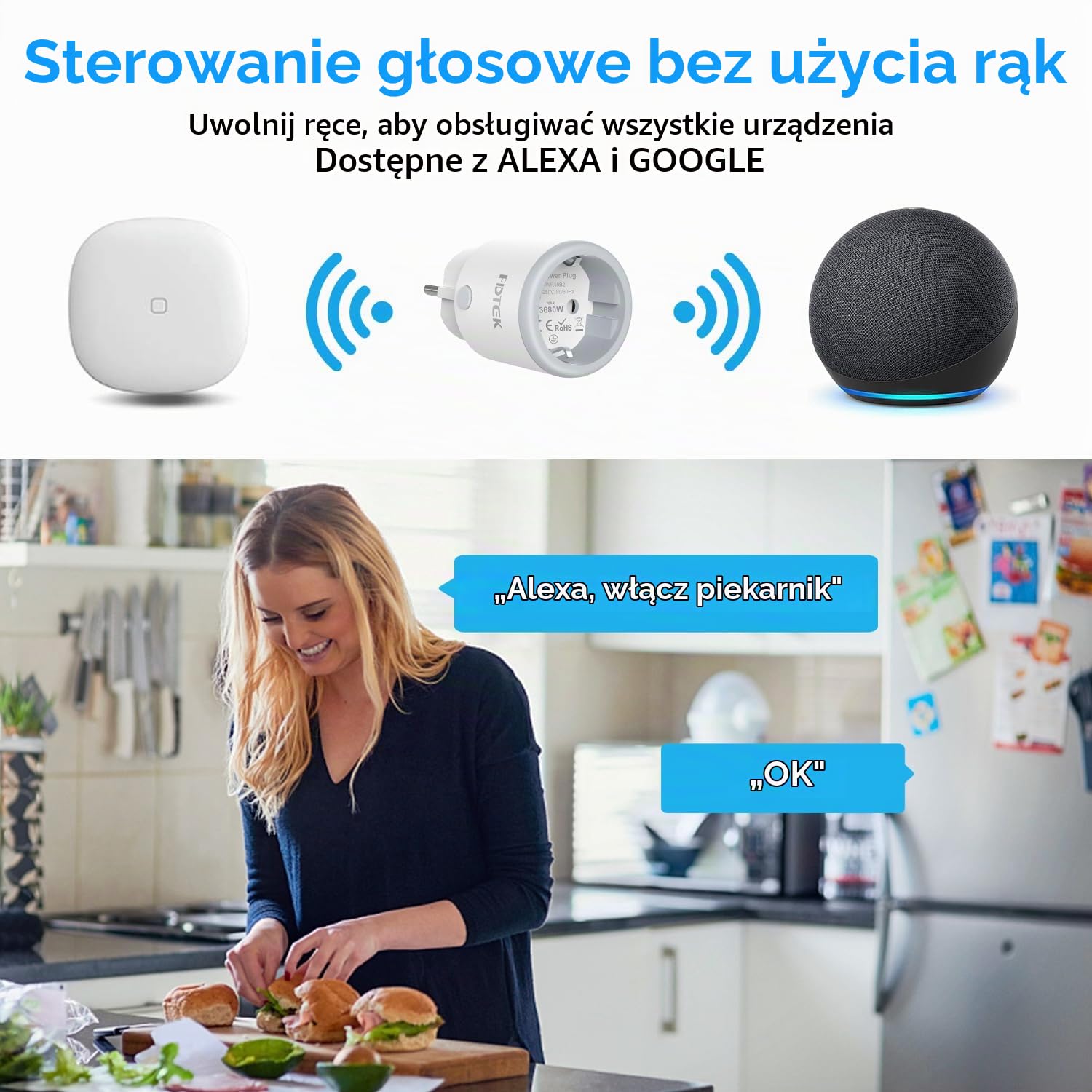 FDTEK Inteligentna Wtyczka Zigbee 3.0 z Pomiarem Prądu i Timerem, Inteligentna Wtyczka 16A z Pilotem i Monitorem Zużycia Energii, Kompatybilna z Alexa i Google Home, 2 Szt.