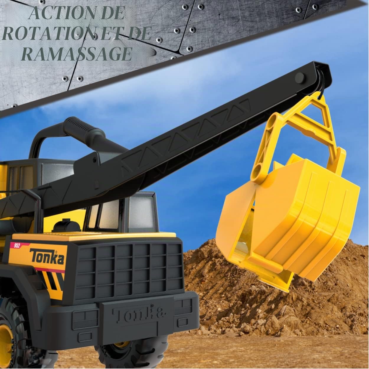 Steel Classics Super Grue, Tonka, Jouets de construction pour filles et garçons, Jouets de véhicules pour le jeu créatif, jaune-noir, pour les enfants à partir de 3 ans