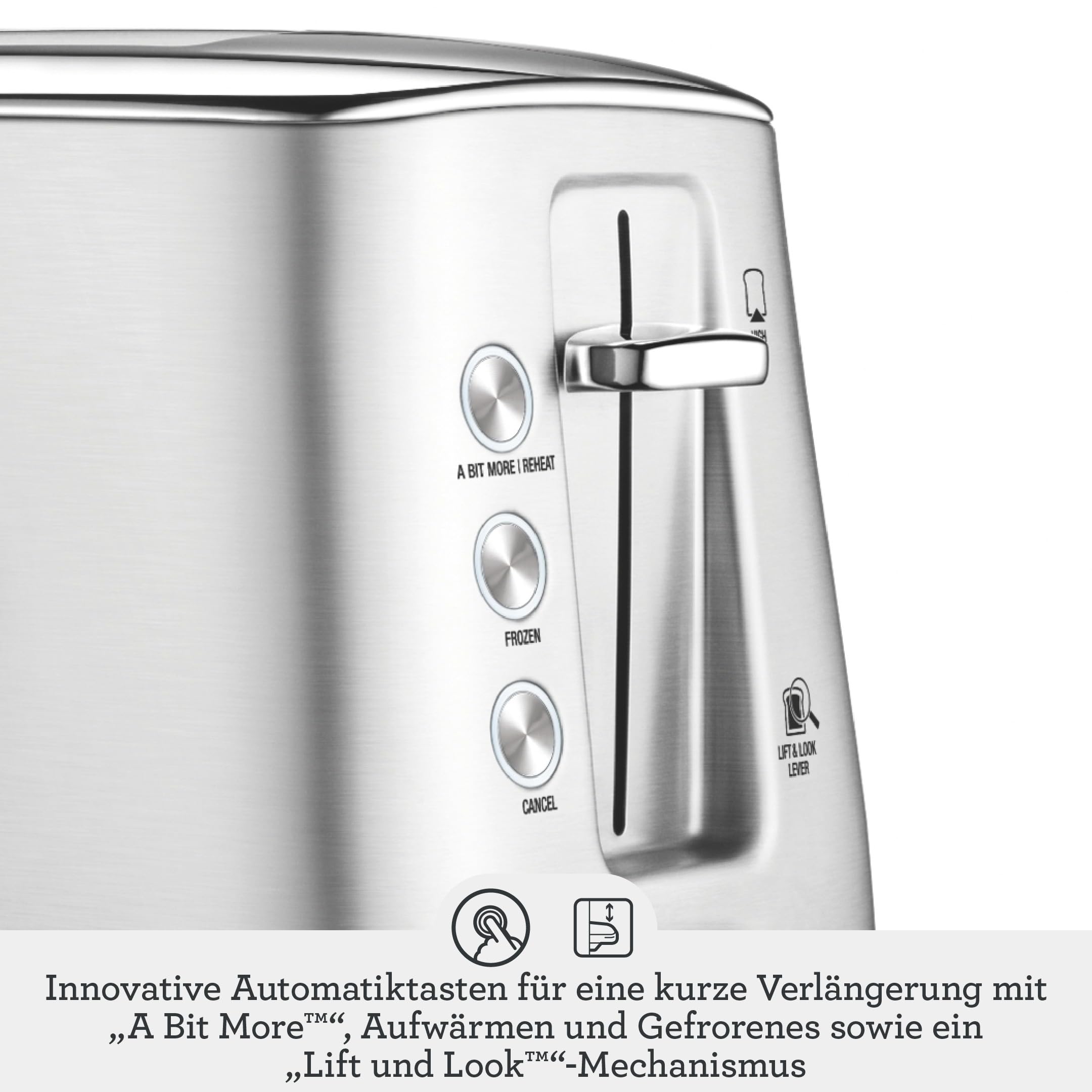 Sage Toast Select Luxe, 2-Scheiben-Toaster, Gebürsteter Edelstahl | 2-Scheiben-Toaster mit LED-Countdown-Anzeige, Mit Liftfunktion, 6 Einstellungen, Verstellbarer Bräunungsgrad, 840-1000 W