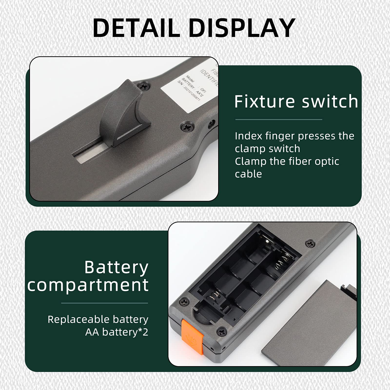 Glasfaser-Identifikator + VFL + LED-Licht OFI Live Fiber Identifier Detektor 900-1650nm SM und MM Fiber Cable Identifier