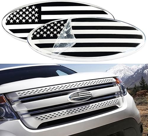 Juego de 2 emblemas de 9 pulgadas para Ford, emblema de bandera estadounidense F150, emblema de Ford para parrilla delantera y portón trasero 04-14
