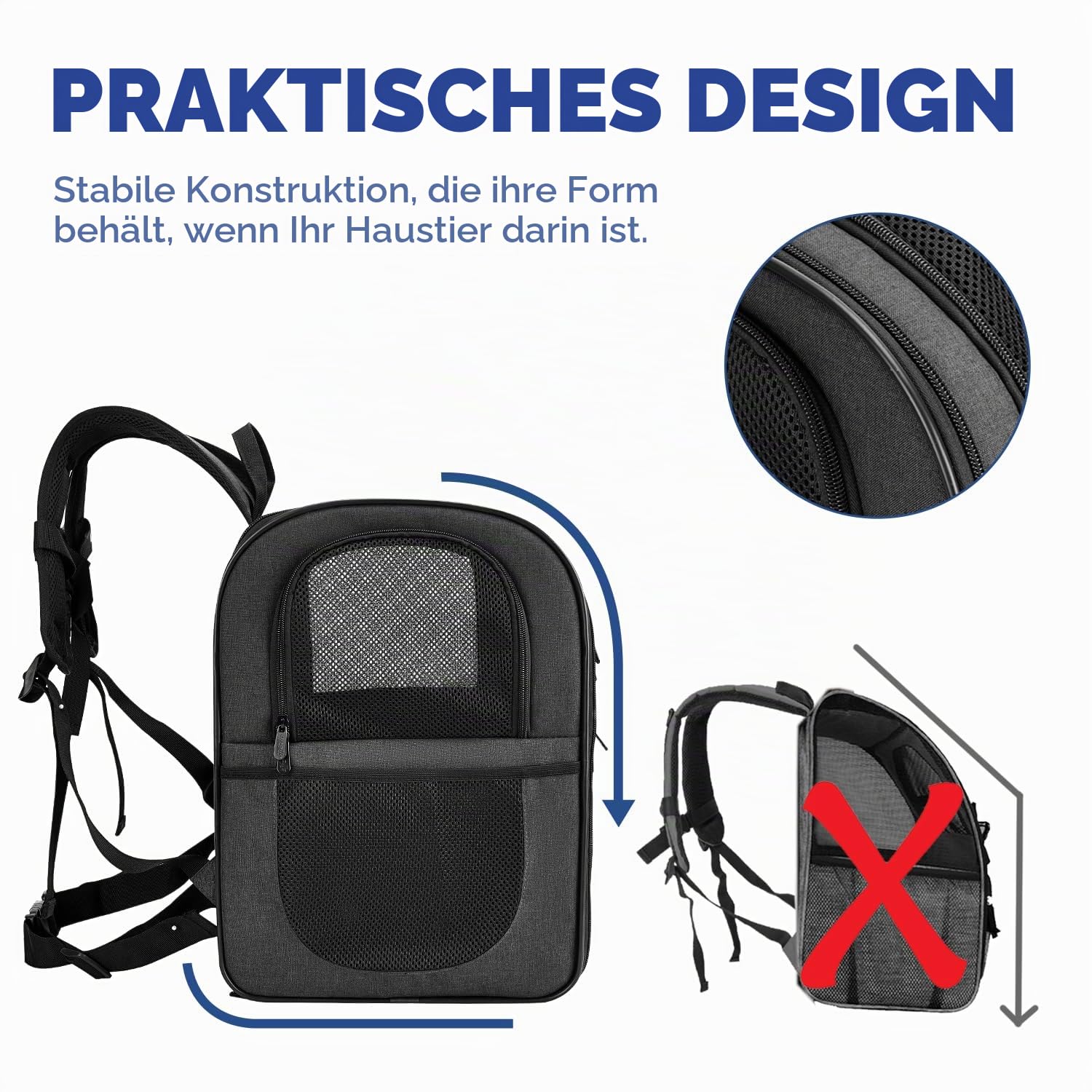 Apollo Walker Tragerucksack für Hunde und Katzen für mittelgroße und kleine Haustiere – belüftetes, sicheres Design mit gepolsterter Rückenpartie, atmungsaktiver Mesh-Haustierrucksack für Wandern