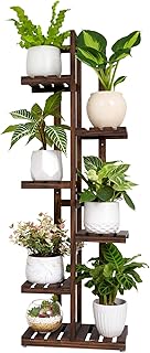 Mkono Wood Plant Stand 6 Tier 7 Potted Plant Shelf Indoor Outdoor Tall M...