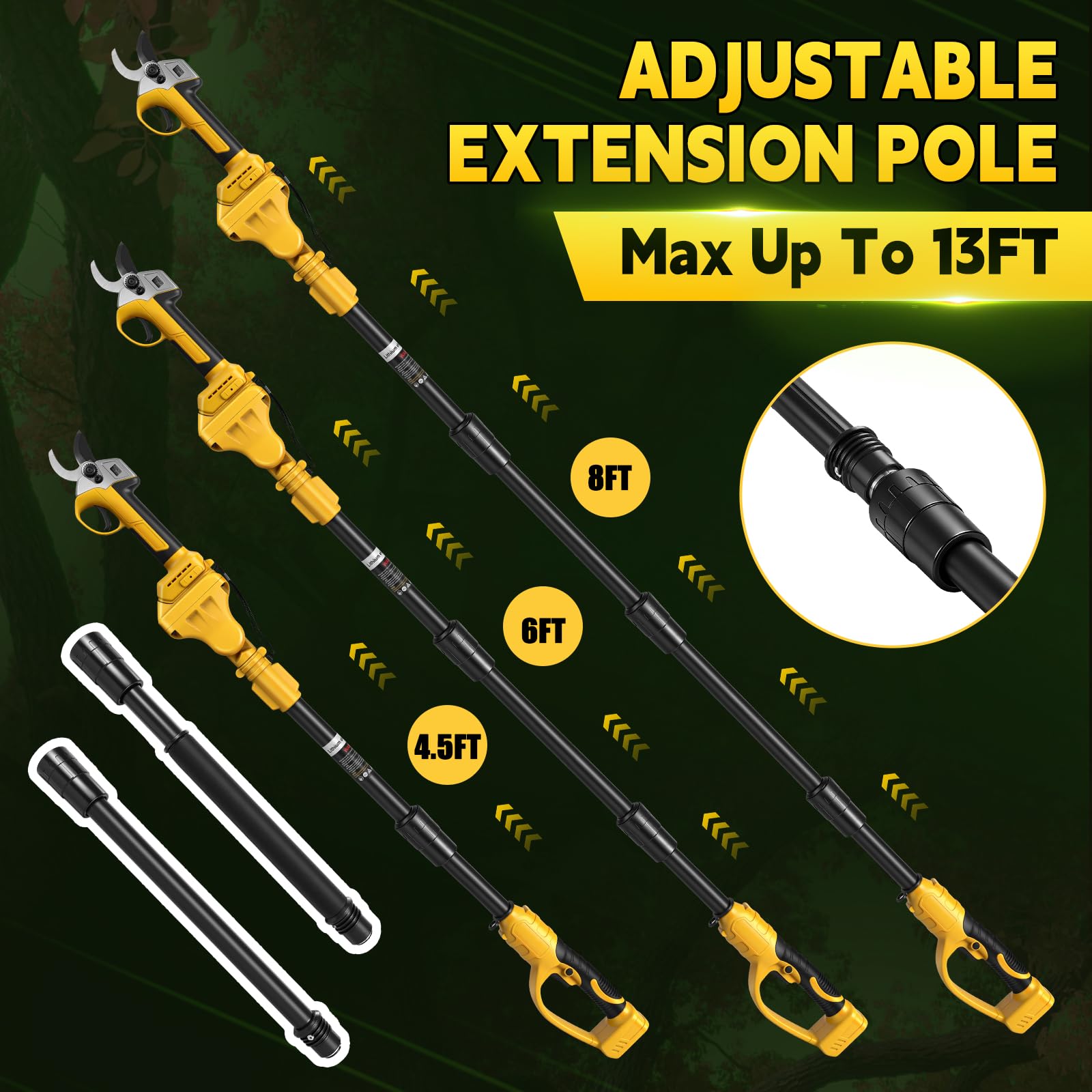 Forbici Elettriche da Potatura a Batteria 45 mm con Asta Telescopica da 2 Metri Compatibile con Dewalt 20v 18 V (senza batterie), Cesoie Elettriche da Potatura, Cesoie a batteria, Forbici da Potatura