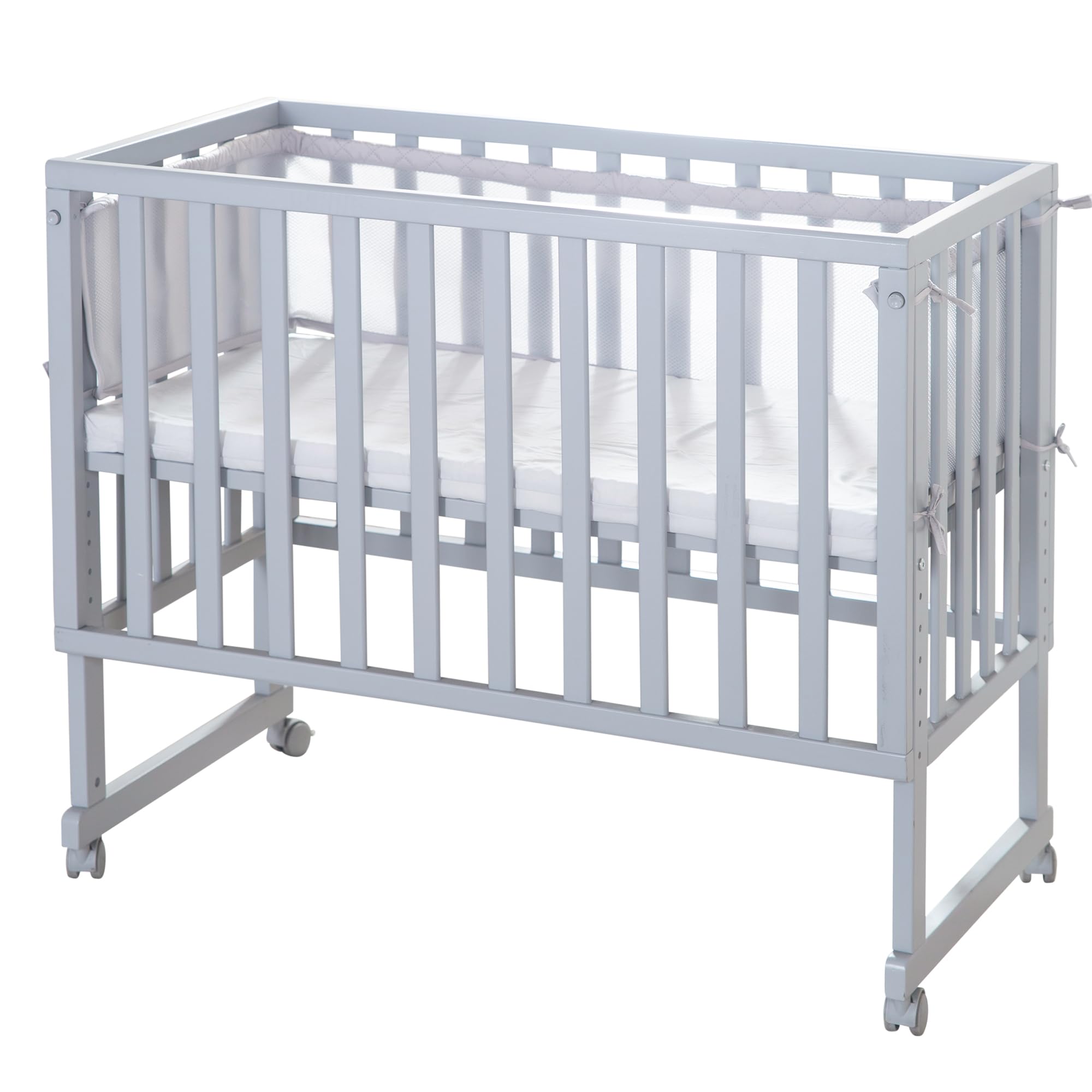 roba Lit et Berceau Cododo 'roba Style' 3 en 1 avec Barrière, Matelas et Bordure en Maille - Réglable en Hauteur pour Lit Parental - Barrières Latérales Amovibles - Dès la Naissance - Bois Gris