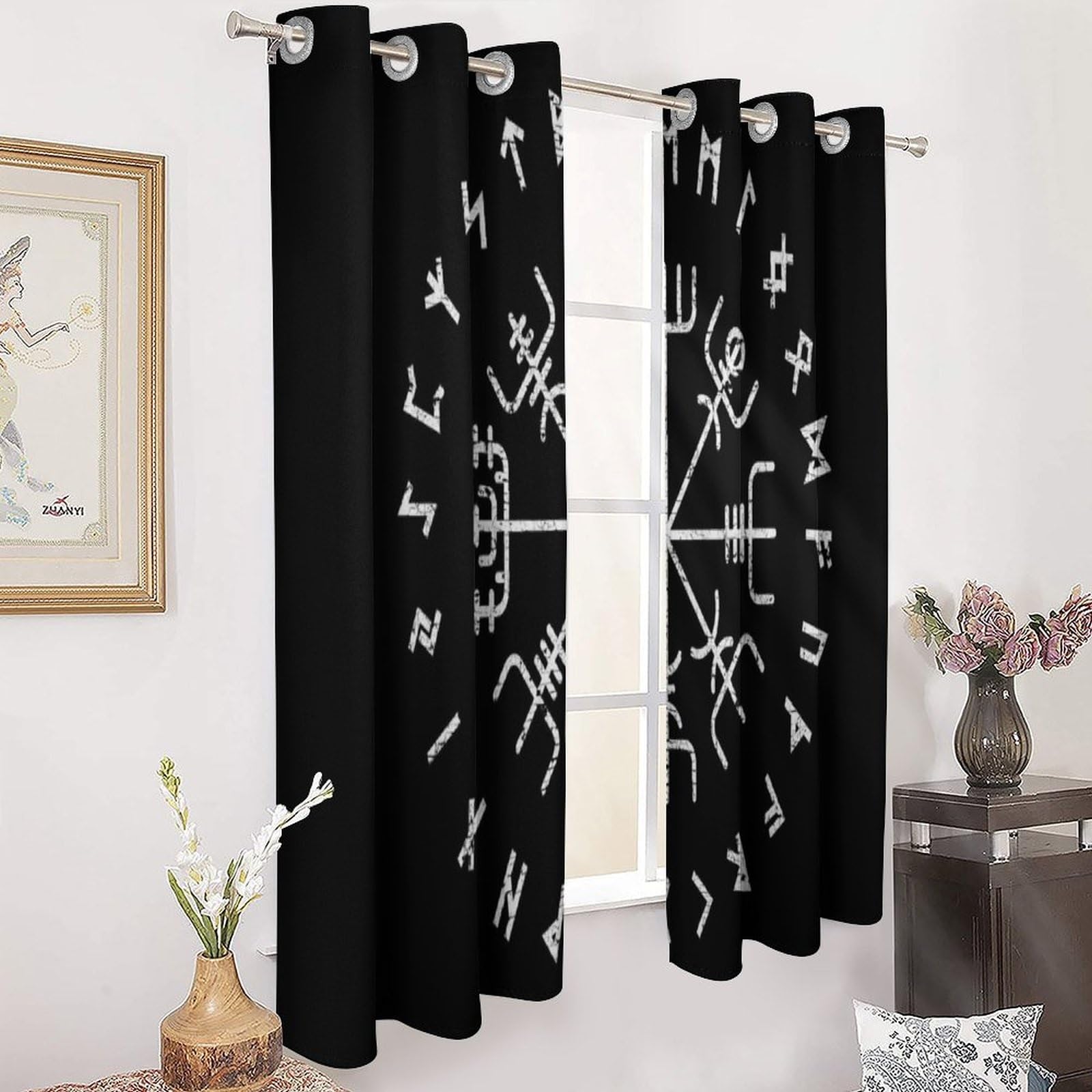 Rideau occultant Vegvisir pour chambre moderne ambiance nordique et calme