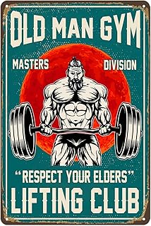 Home Gym Decor Old Man Gym Sign Vintage Gym Poster Gym Fitness Club Metal Tin Signs Masters Division Respect Your Elders Sign Man Gym Weightlifting Posters Motivational Wall Art Decorations 8x12 Inch