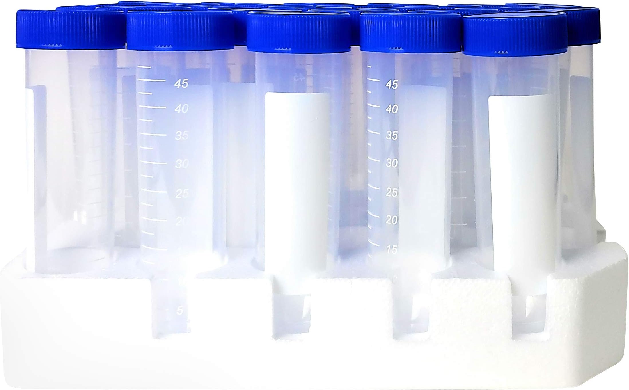 - 50 ml Conical Centrifuge Tube with Conical Bottom, Leakproof Screw Caps, Sterile, Polypropylene (PP), Rack Packed (Pack of 25)