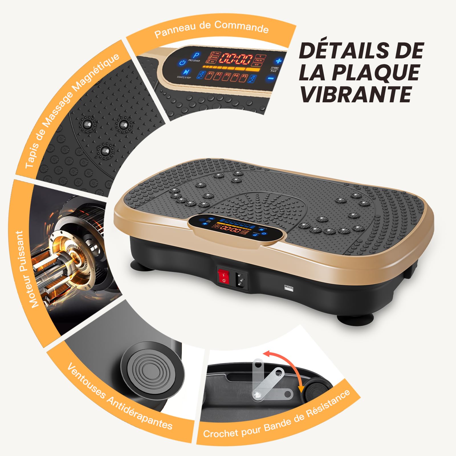 Dripex Plateforme Vibrante Oscillante Machine d'Exercice 99 Vitesses Bluetooth USB