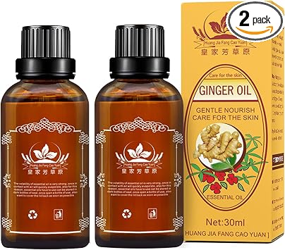 2 PCS Ginger Oil,Ginger Massage Oil for Lymphatic Drainage,Lymphatic Drainage Drops,Natural Ginger Oil for Skin30ML/Bottle