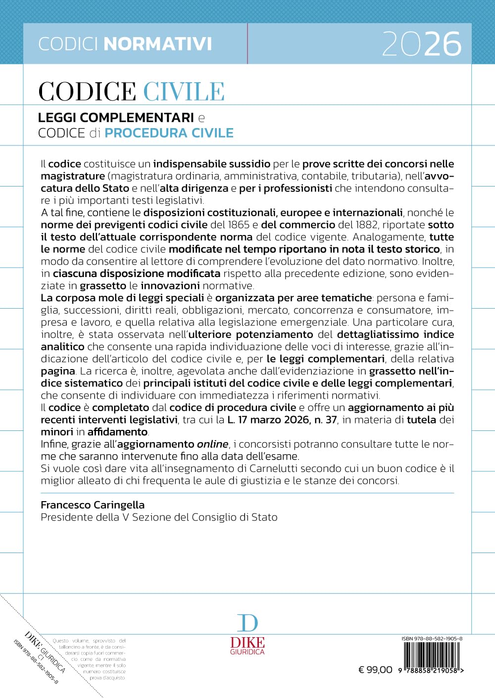 Codice civile. Leggi complementari e codice di procedura civile 2026. Con aggiornamento online