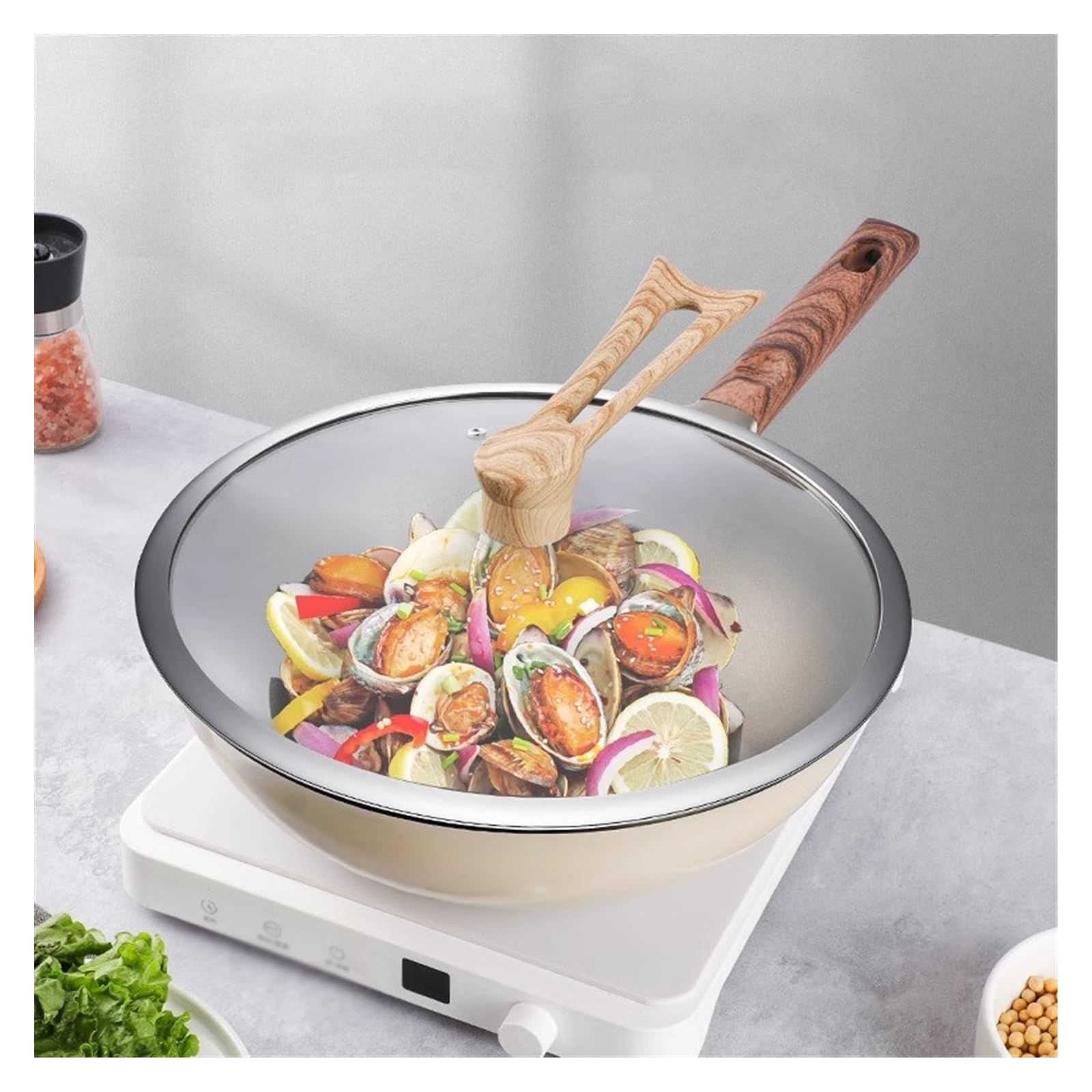 Tapa Universal De Vidrio para Sartenes, Cubierta De Vidrio Templado Grueso para Uso Doméstico, Compatible con Sartenes, Woks, Tapas De Repuesto para Sartenes(Un color-32cm)