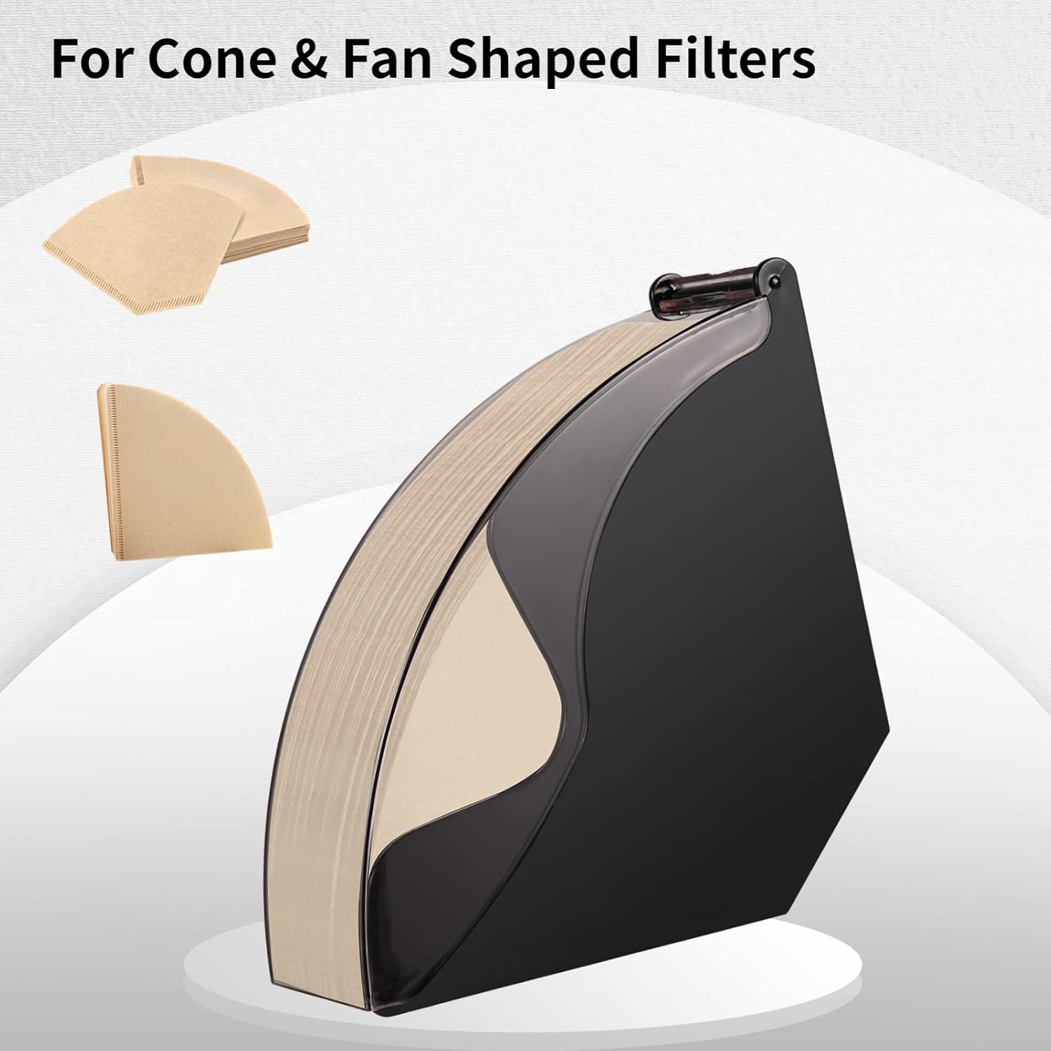 Coffee filter holder (100pcs Capacity) for #1 & #2, V60 & #4 cone-shape fan-shape filters