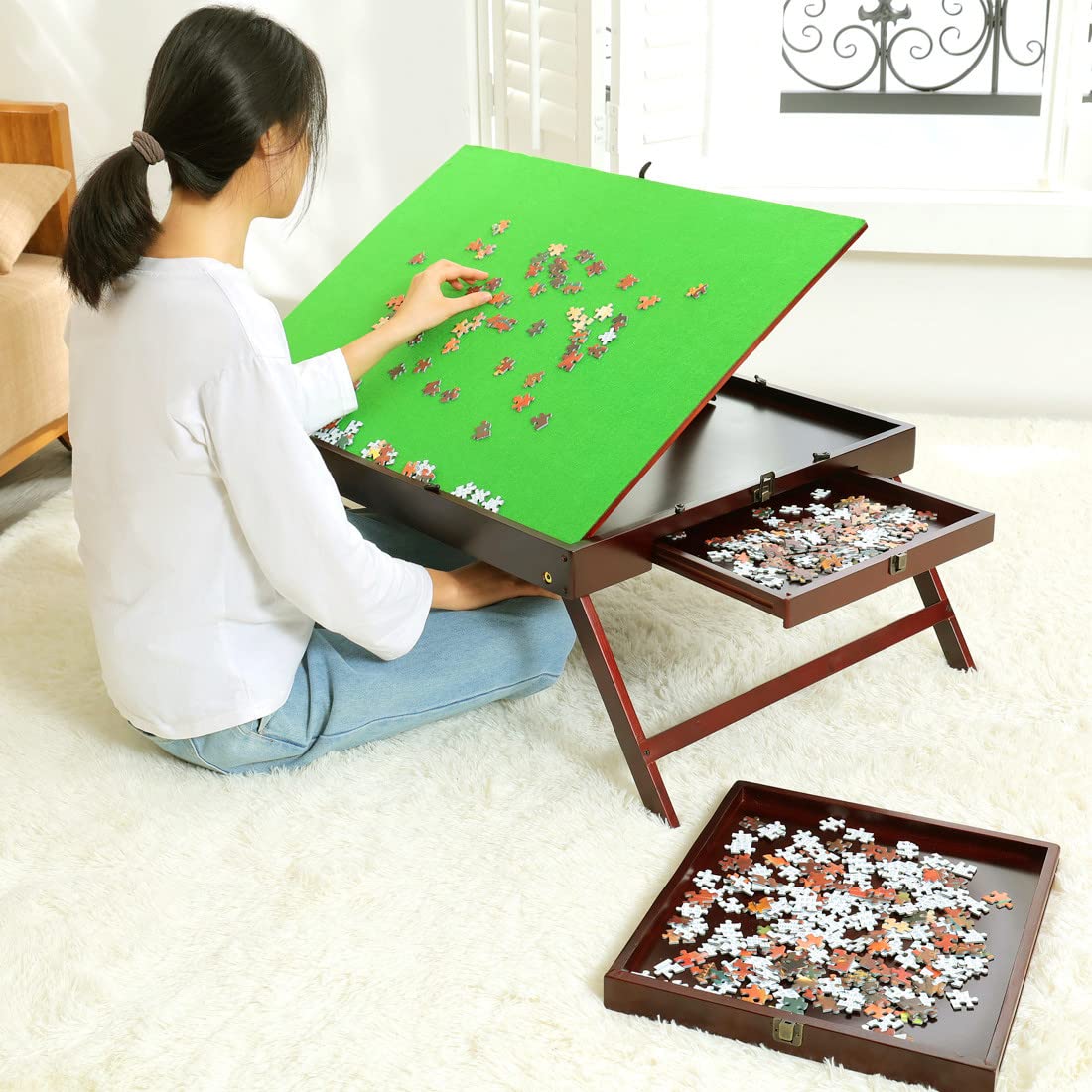 Buy Kcelarec Wooden Puzzle Table, Folding Jigsaw Puzzle Tables for with