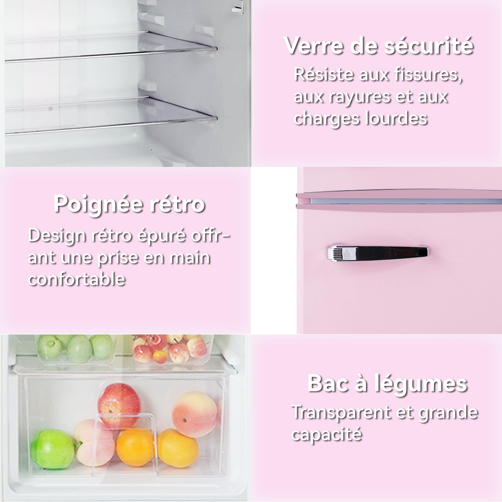 magictec Vintage fridge, Retro fridge freezer | 120 L (88 L/32 L freezer) | Low Frost | Combined fridge freezer | Vintage design | LED lighting