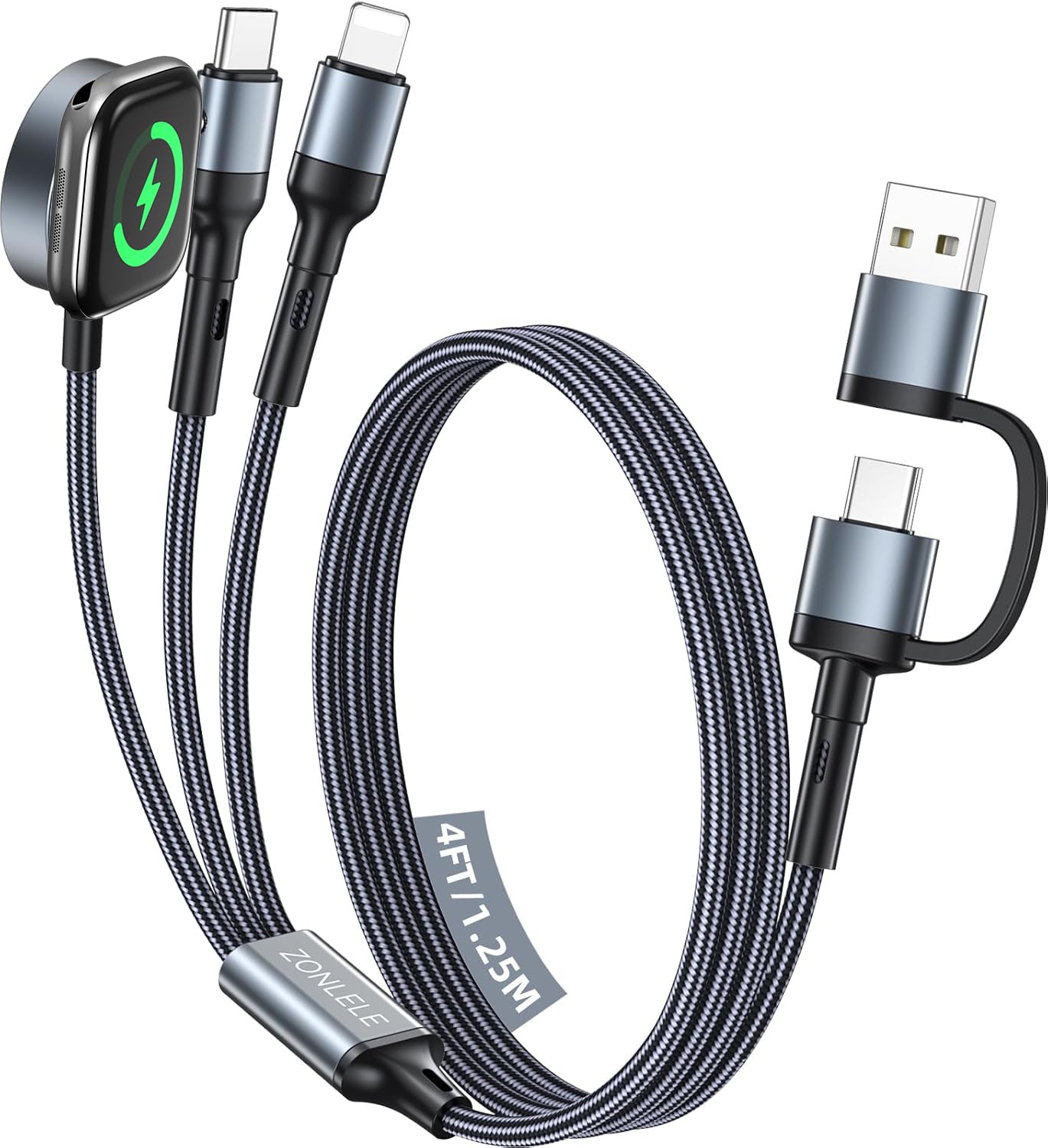 Esenciales de viaje mejorados para Apple Watch, cargador 3 en 2, cable de carga múltiple para iPhone 17, iWatch, cable USB C, esencial para coche, caravana, camping, compatible con iWatch Ultra/SE/11