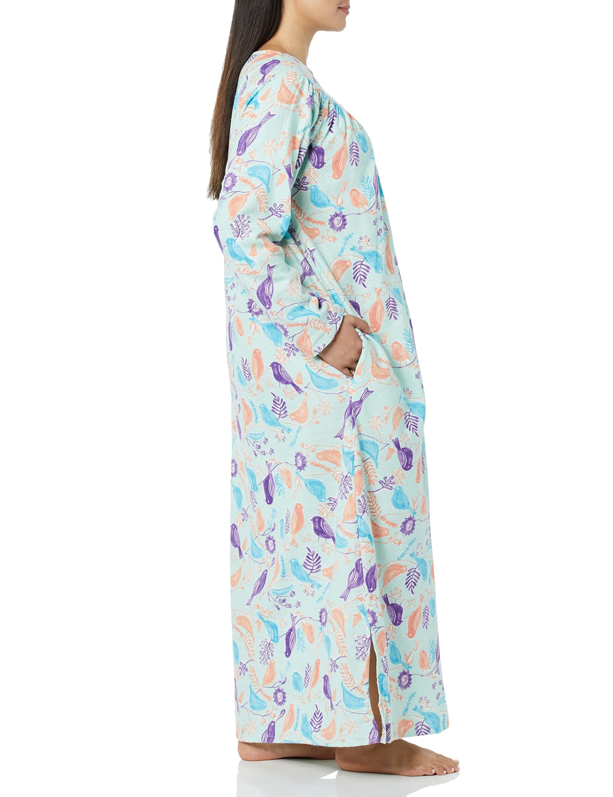 Camisón de franela de longitud completa para mujer, camisón ligero y cálido de algodón para dormir