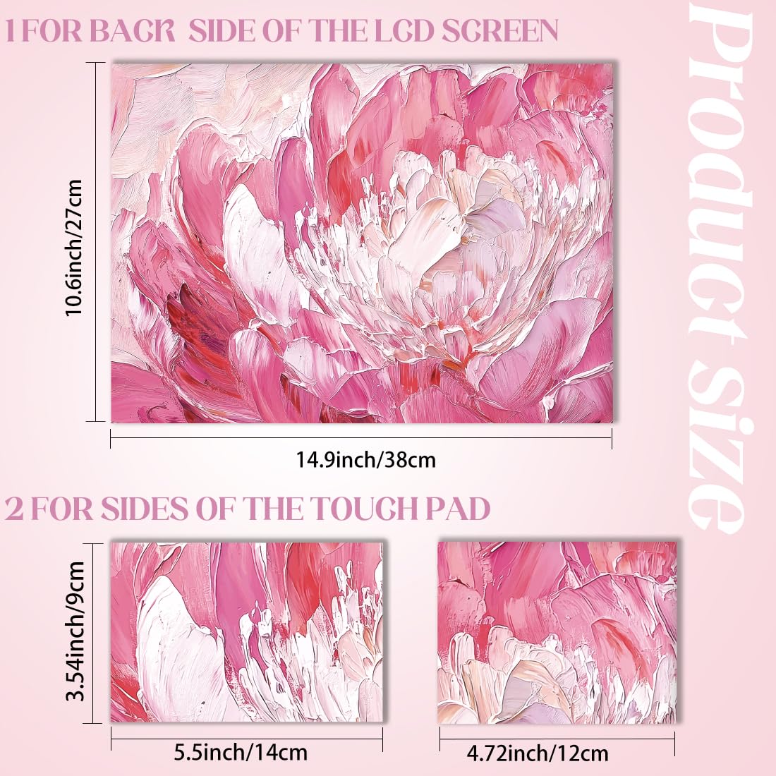 SUPERDANT Pink Flowers Laptop Skin Sticker Oil Painting Style Notebook Skin 12 13 13.3 14 15 15.4 15.6 Inches Vinyl Laptop Cover Stickers Removable Notebook Personalized Protector - Image 2