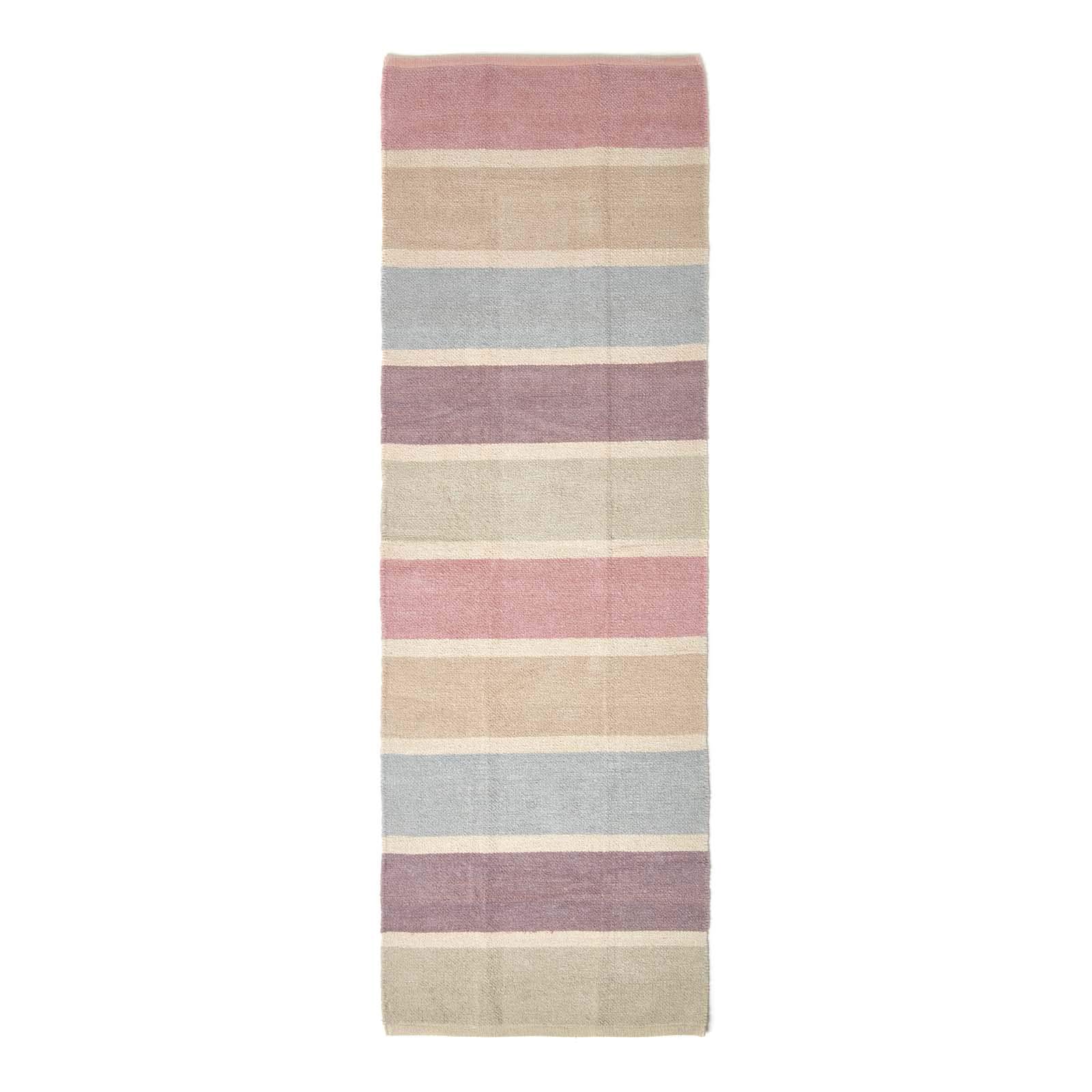 HOMESCAPES 100% Cotton Chenille Stripe Runner Blue Beige Purple Heather Grey Natural Stripes Rug 66 x 200 cm Washable at Home Hall Runner or Large Bedside Rug - Image 2