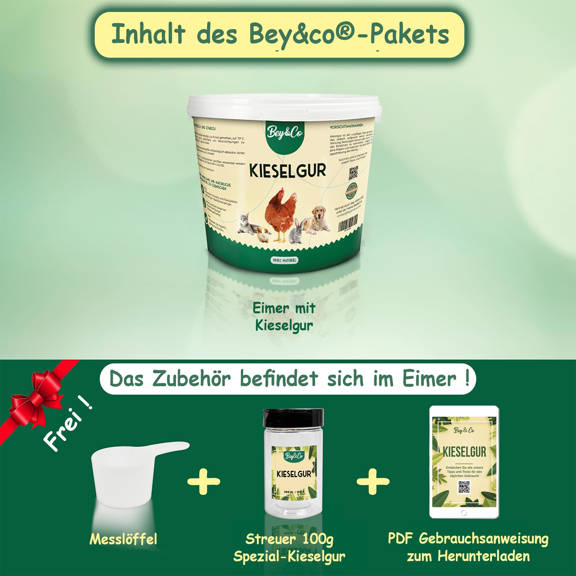 Bey&Co® Feinpulver für Haushalt, Garten und Tierumgebungen – Ohne Zusätze, neutral im Geruch, im wiederverschließbaren Eimer (5 kg)