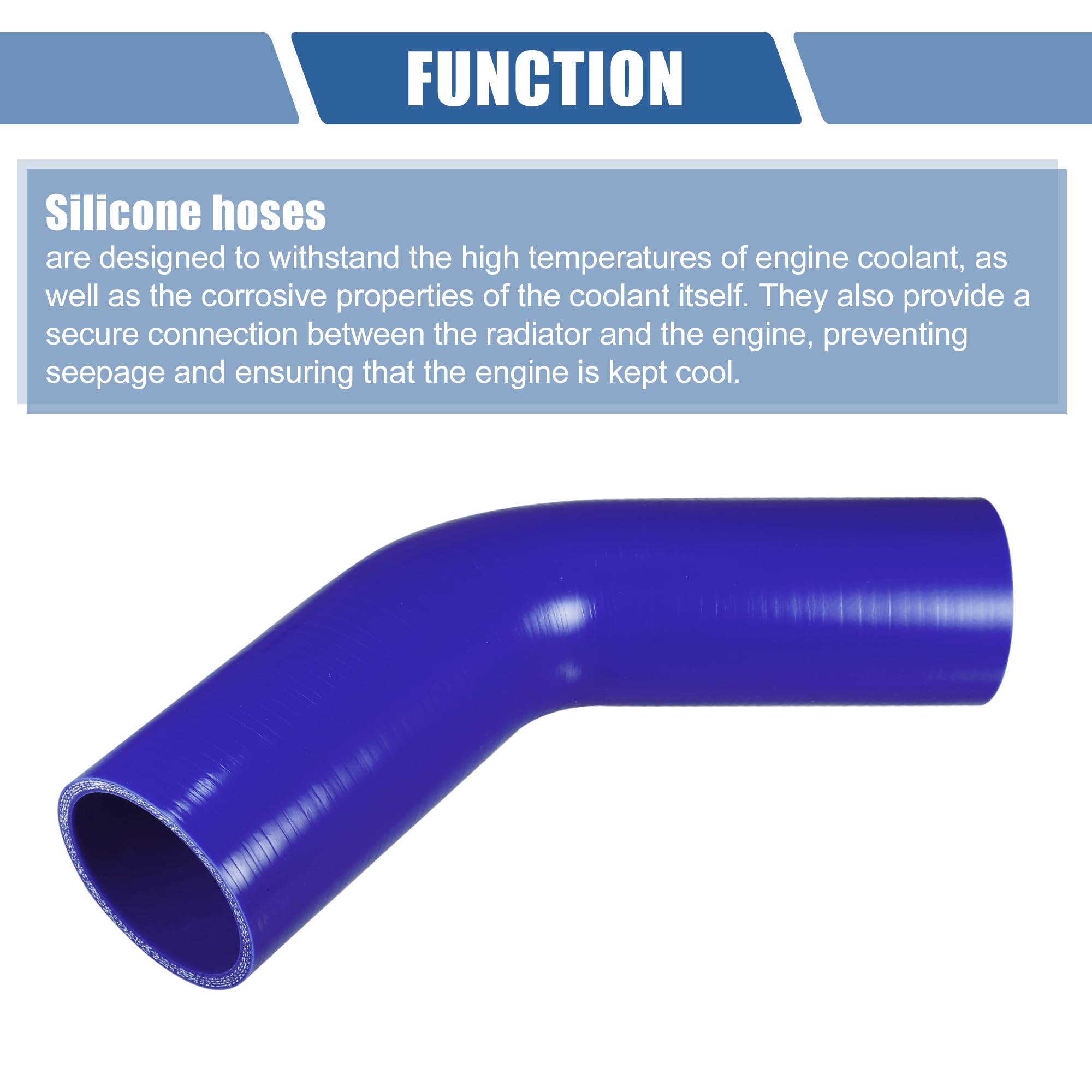 X AUTOHAUX Tuyau De Refroidissement Silicone Bleu 45-51mm ID 150mm 45° - Universel Moteur Haute Température