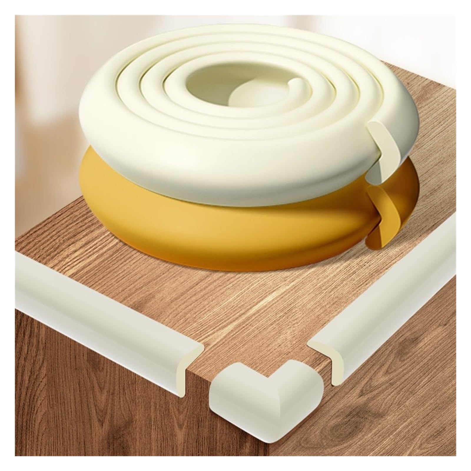 Bandes de sécurité en mousse pour enfants, protection des coins de table pour enfants, coussin auto-adhésif anti-collision pour chaise, banc, meubles, lit, armoires, escaliers (beige, 5 m)