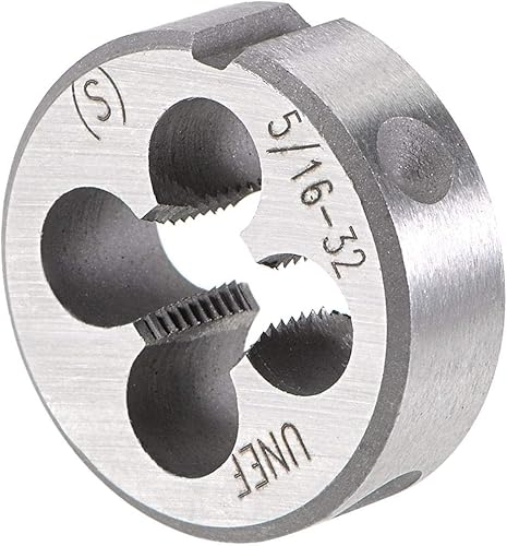 Miniatura 4 de uxcell 516"-32 UNEF Juego de dados y grifos, HSS Macho de rosca de máquina con troquel de roscado redondo, mano derecha