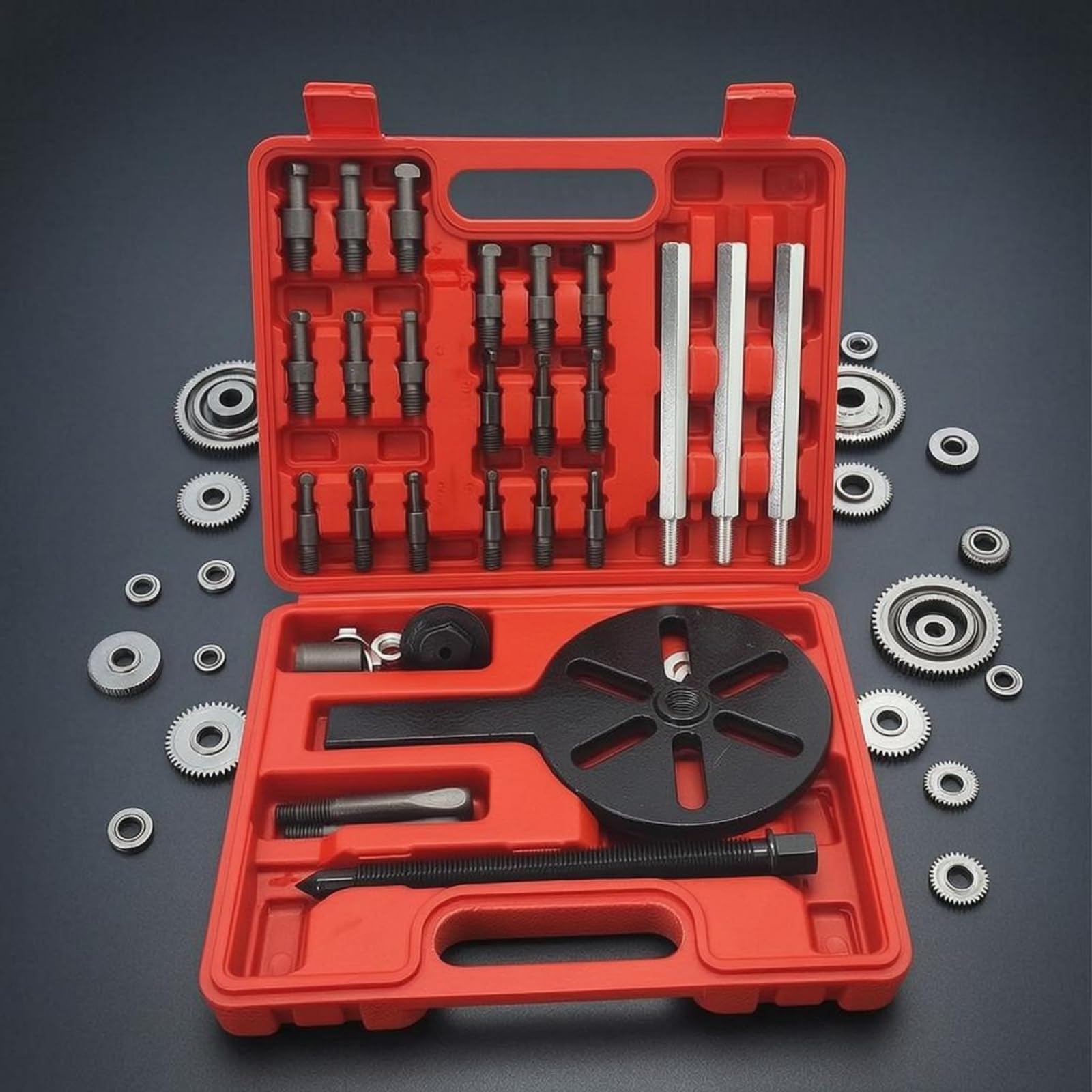 Estrattore Cuscinetti Set Estrattore Cuscinetti Attrezzo Rimozione Meccanica Piastra Centrale Tiranti Parti, 18 E 1 Estrattore Universale Acciaio Rosso