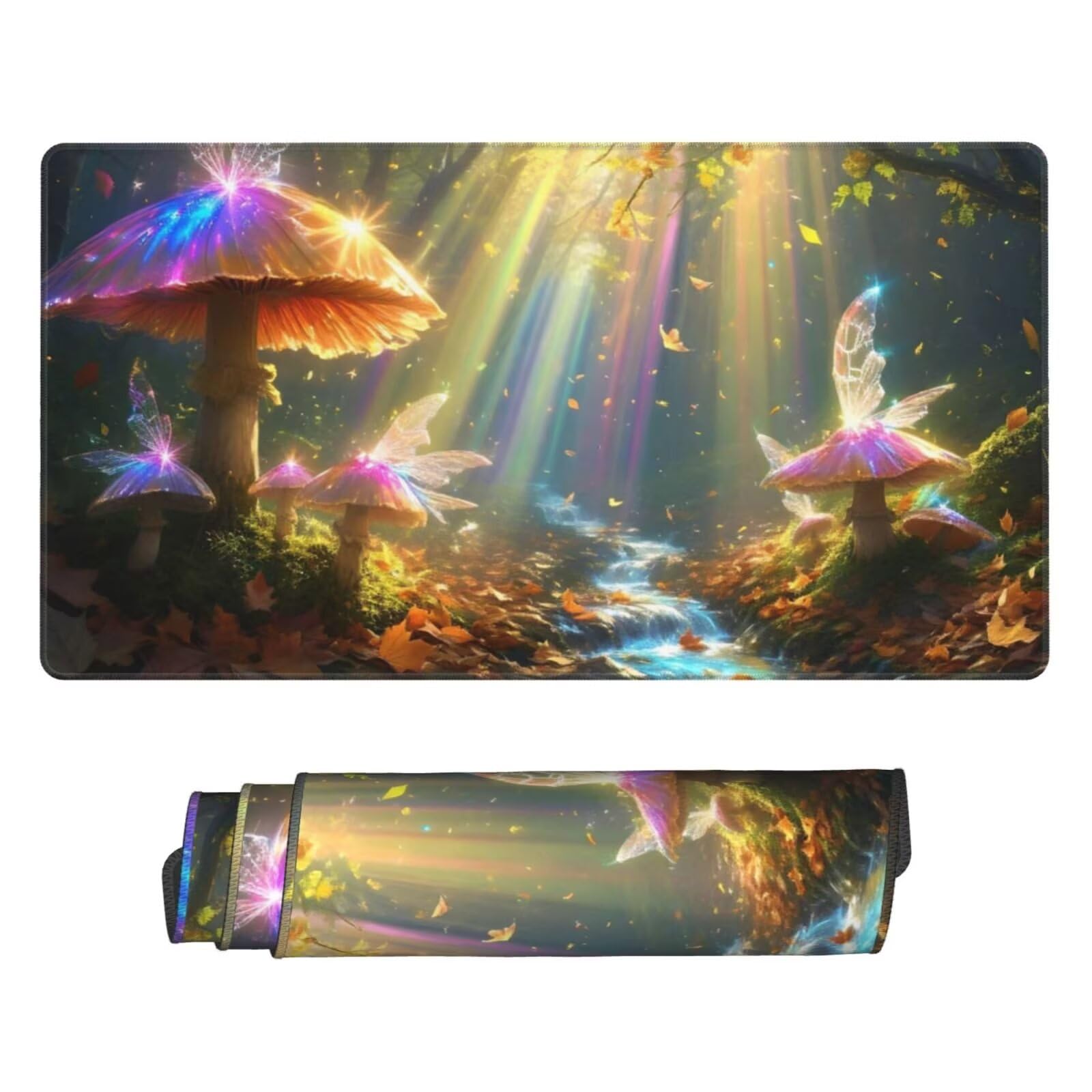 Dream Mouse, duża podkładka pod mysz 1600 x 800 mm, grzybowa podkładka pod mysz do gier, podkładka na biurko ze zszytymi krawędziami, podkładka pod mysz z klawiaturą, do pracy, gier, biura, domu U-679