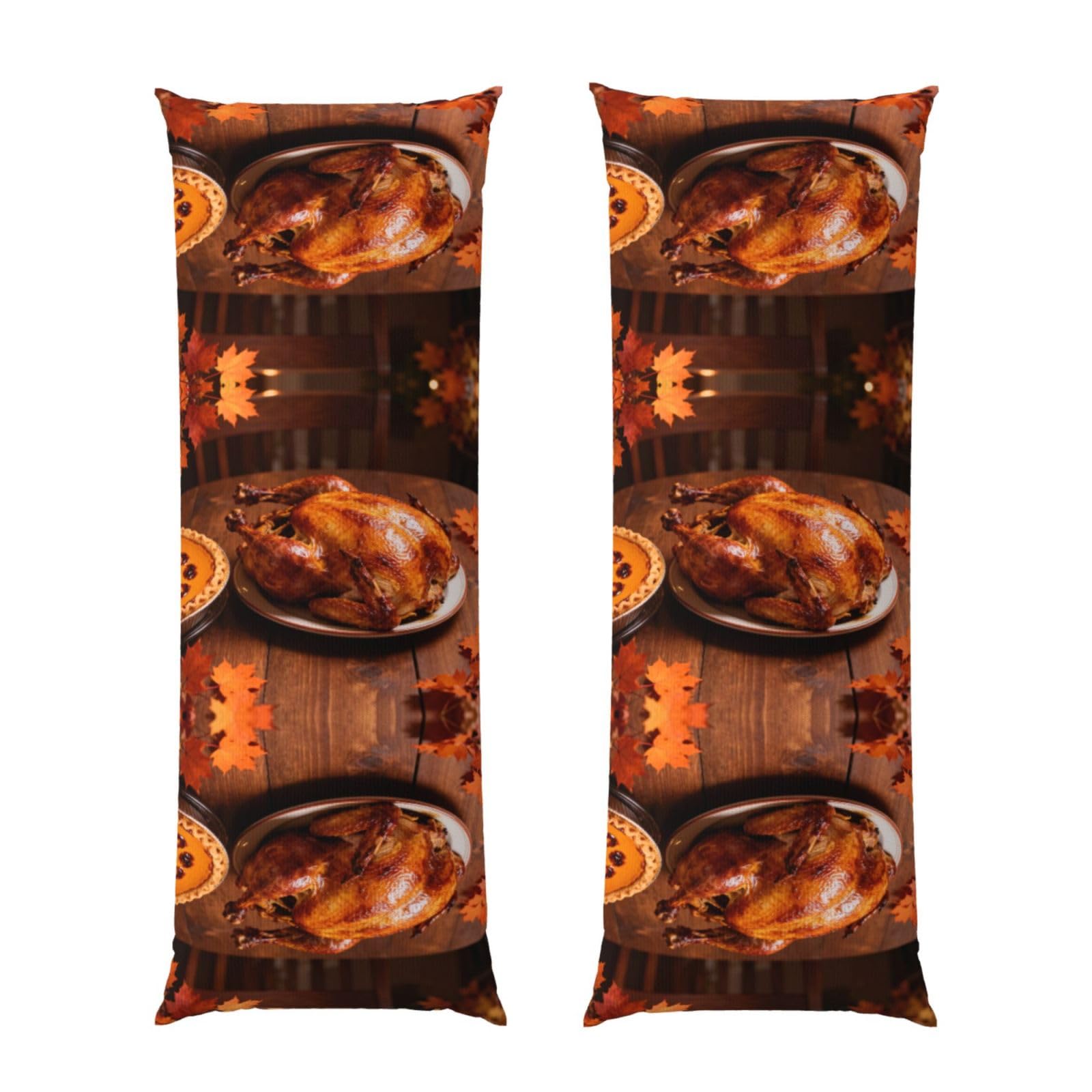 Thanksgiving Turkey Pie Body Pillowcase 20x60-Ultra Soft Plush Long Pillow Cover with Hidden Zip for Sleeping