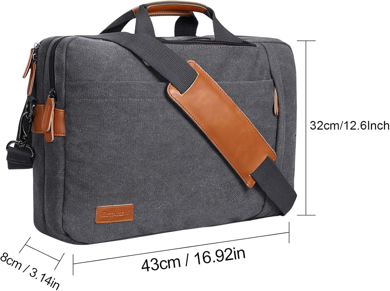 ESTARER umwandelbar Rucksack Laptoptasche Umhängetasche Messenger Bag 17/17,3 Zoll Multifunktions Tasche für Business/Schule/Reisen