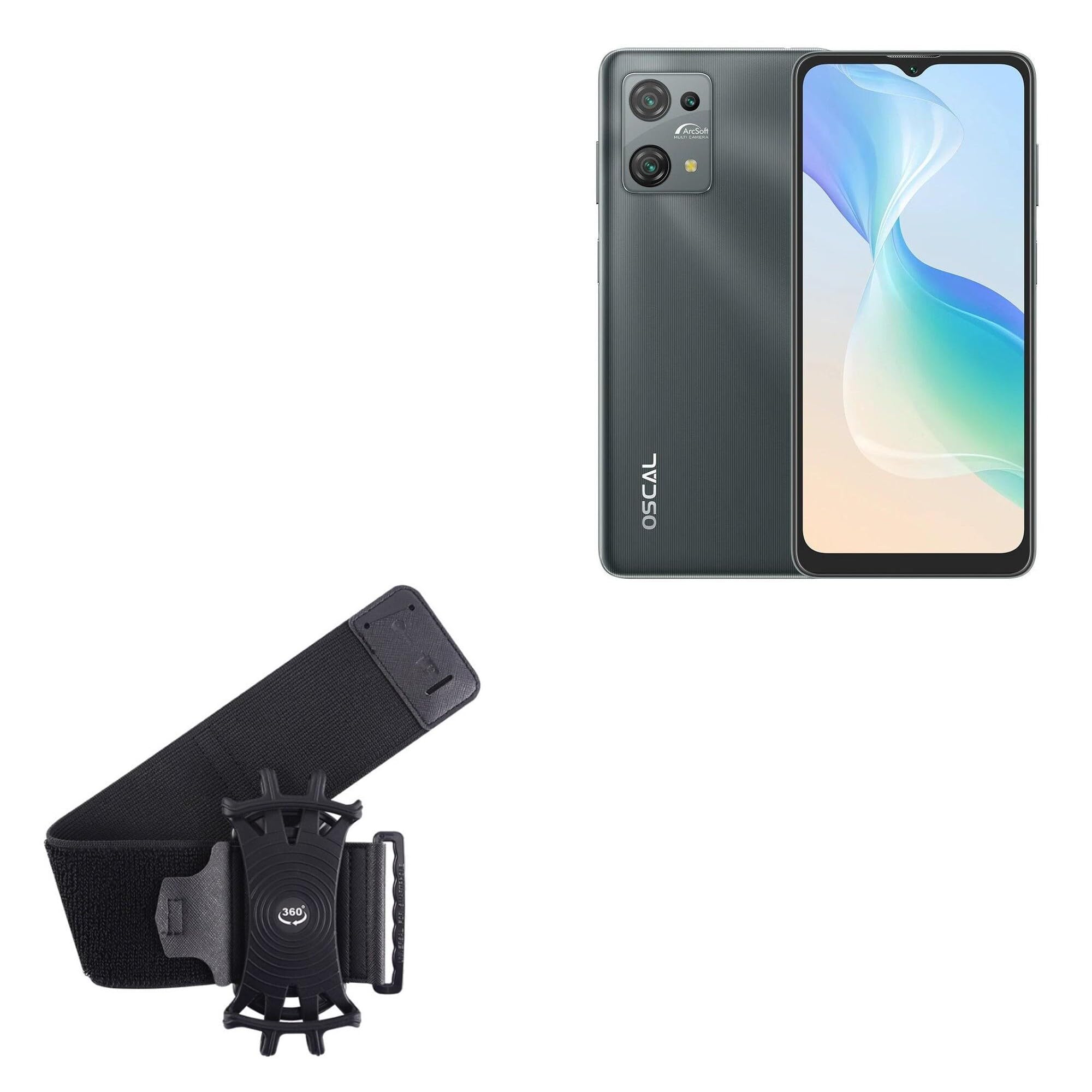 BoxWave Holster Compatible with Blackview Oscal C30 - ActiveStretch Sport Armband, Adjustable Armband for Workout and Running - Jet Black