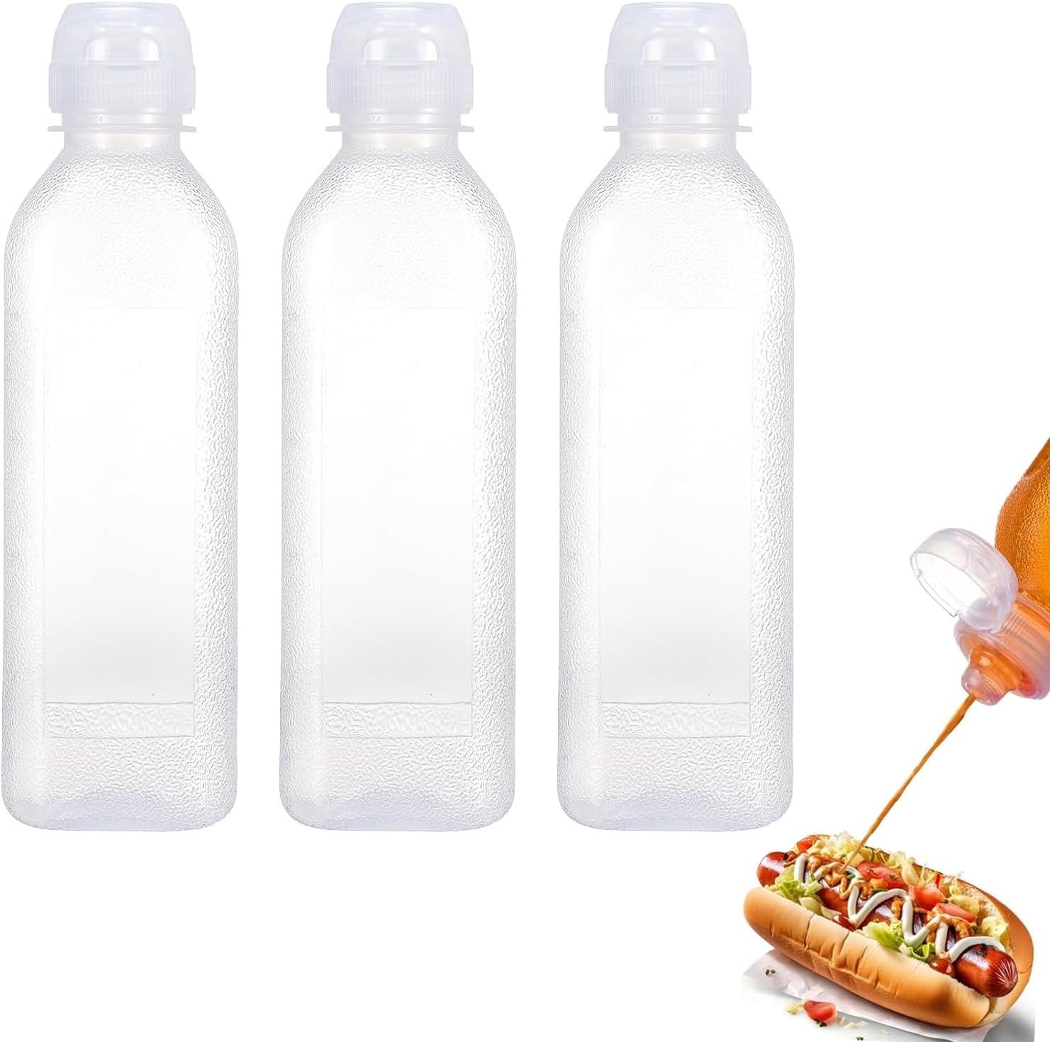 Bottiglie Squeeze Per Condimenti - Set 3 Pezzi, 300 Ml, Trasparenti, Anti-Goccia - Foto 8