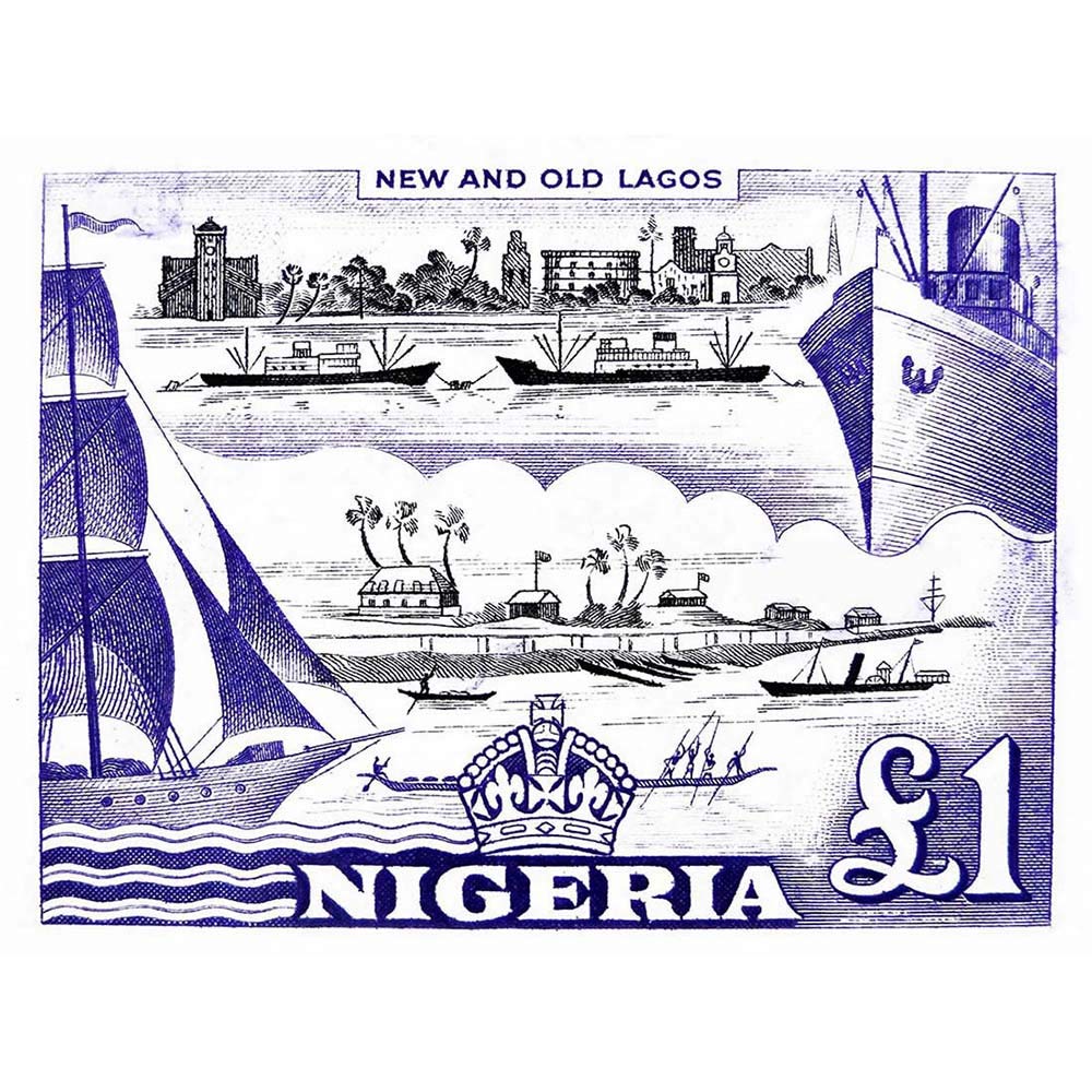 Wee Blue Coo Vintage Postage Stamp Nigeria Lagos Art Print Poster Wall Decor 12X16 Inch