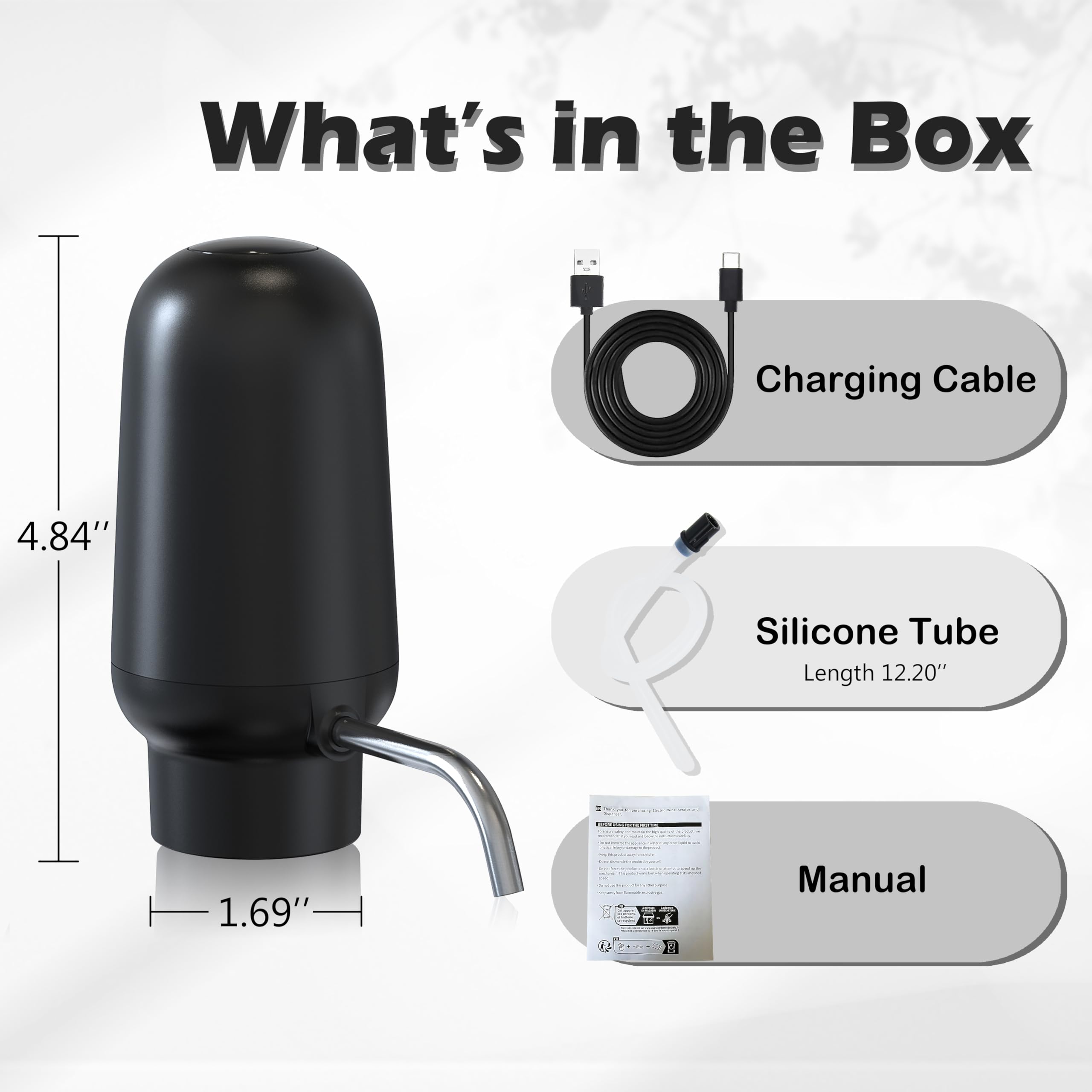 Dispensador de vino aireador de vino eléctrico recargable con puerto USB-C, sirve 30 botellas más por carga, mejora el sabor al instante, 100% seguro para alimentos, regalo de vino 8