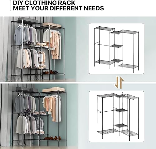 Miniatura 5 de MoNiBloom Portable Closet Wardrobe Heavy Duty Clothes Rack, 77 Inch Wardrobe Closet for Hanging Clothes with 4 Hanging Rods, Expandable Clothes