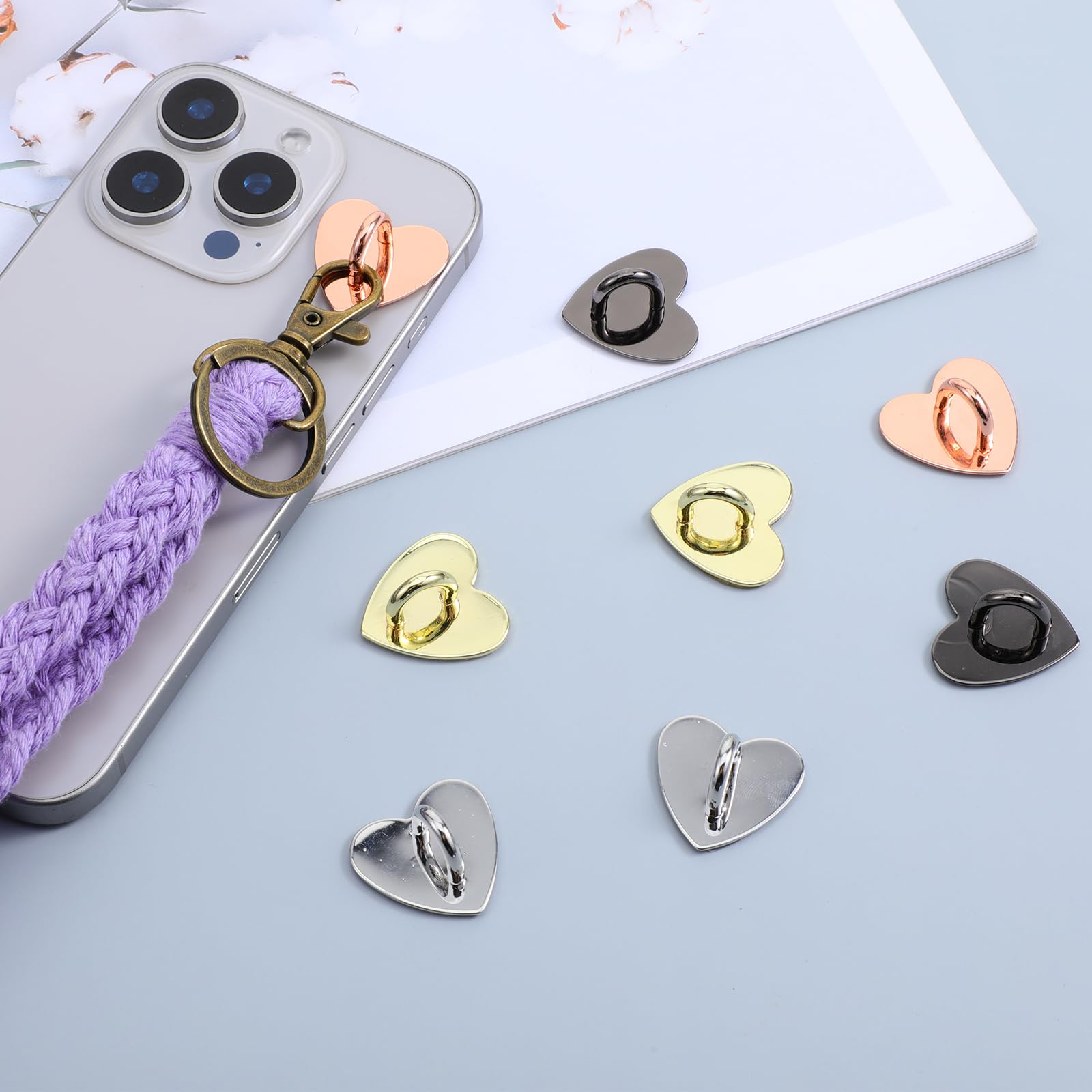 8 Ciondoli A Forma Di Cuore Per Telefono In Metallo, 4 Colori