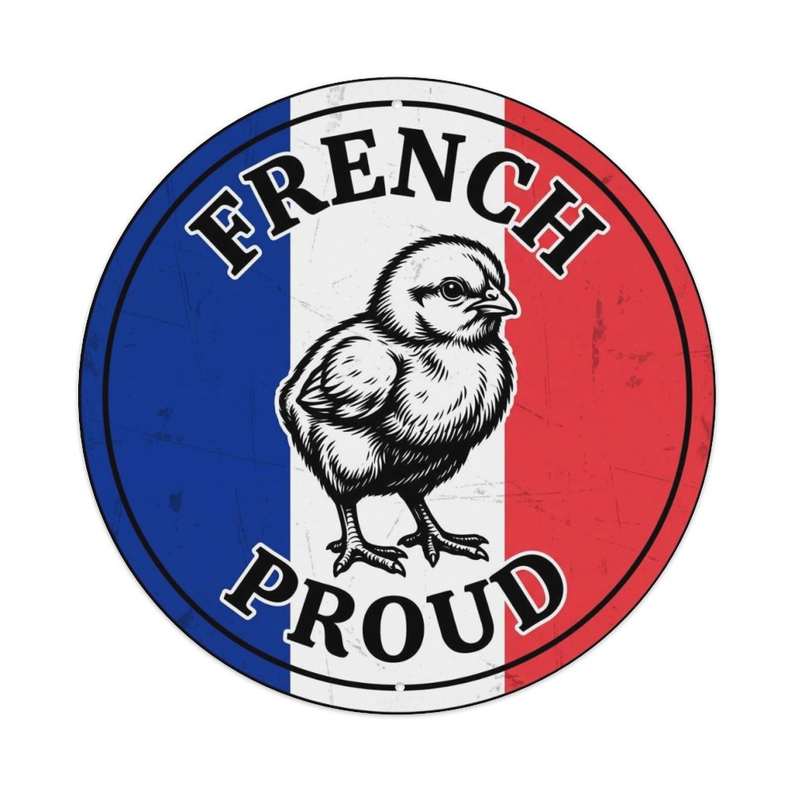 Olhnbad Style French Proud Chick Farm Animal National Emblem Metal Tin Sign
