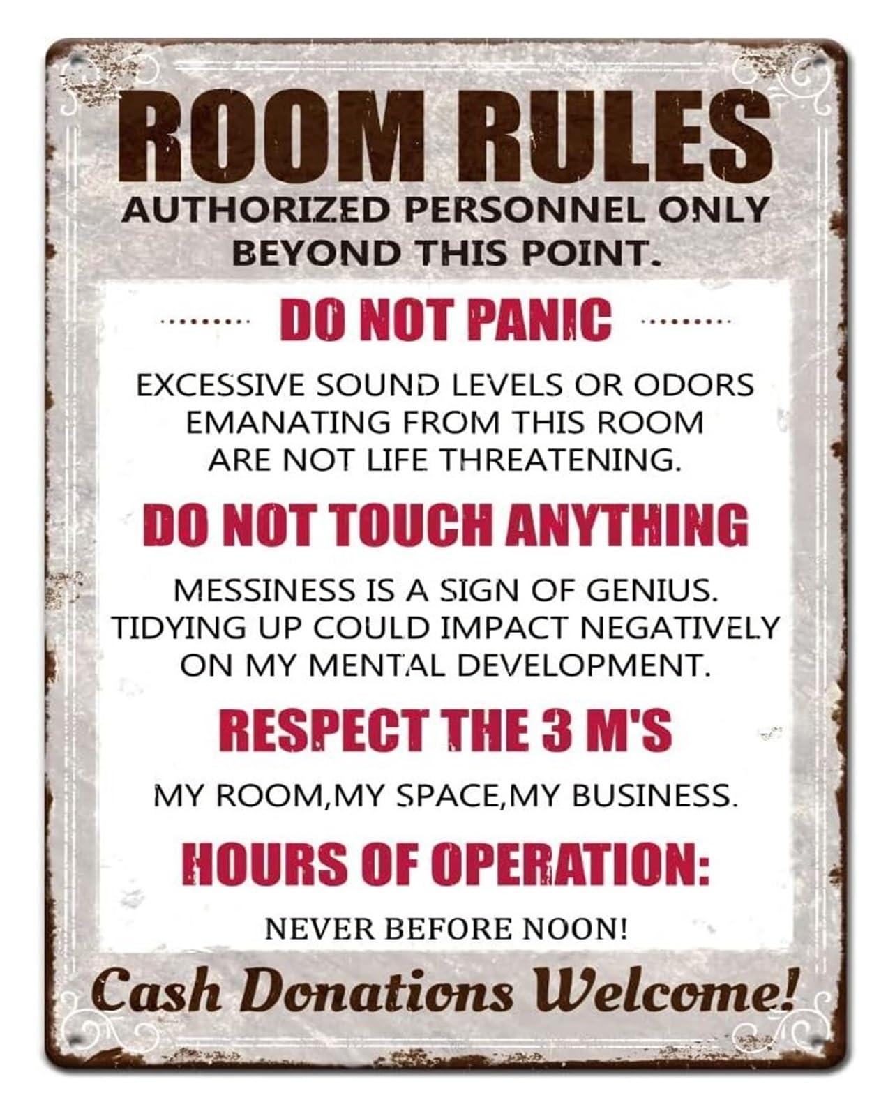 NWPNLXEA Humorous Room Rules Metal Sign Vintage Tin Gaming Room Decor for Man Cave Bedroom Dorm Wall-Art 8 X 12 inch