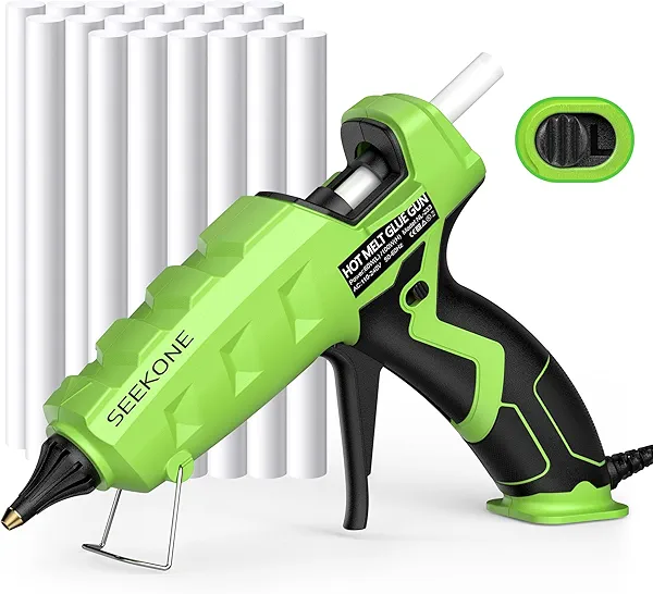 SEEKONE Full Size Hot Glue Gun, 60/100W Dual Power Large Glue Gun with 20 Pcs Premium Glue Sticks, High Temp Heavy Duty Industrial Glue Gun Kit for Quick Home Repairs, Arts, Crafts, DIY, Sealing