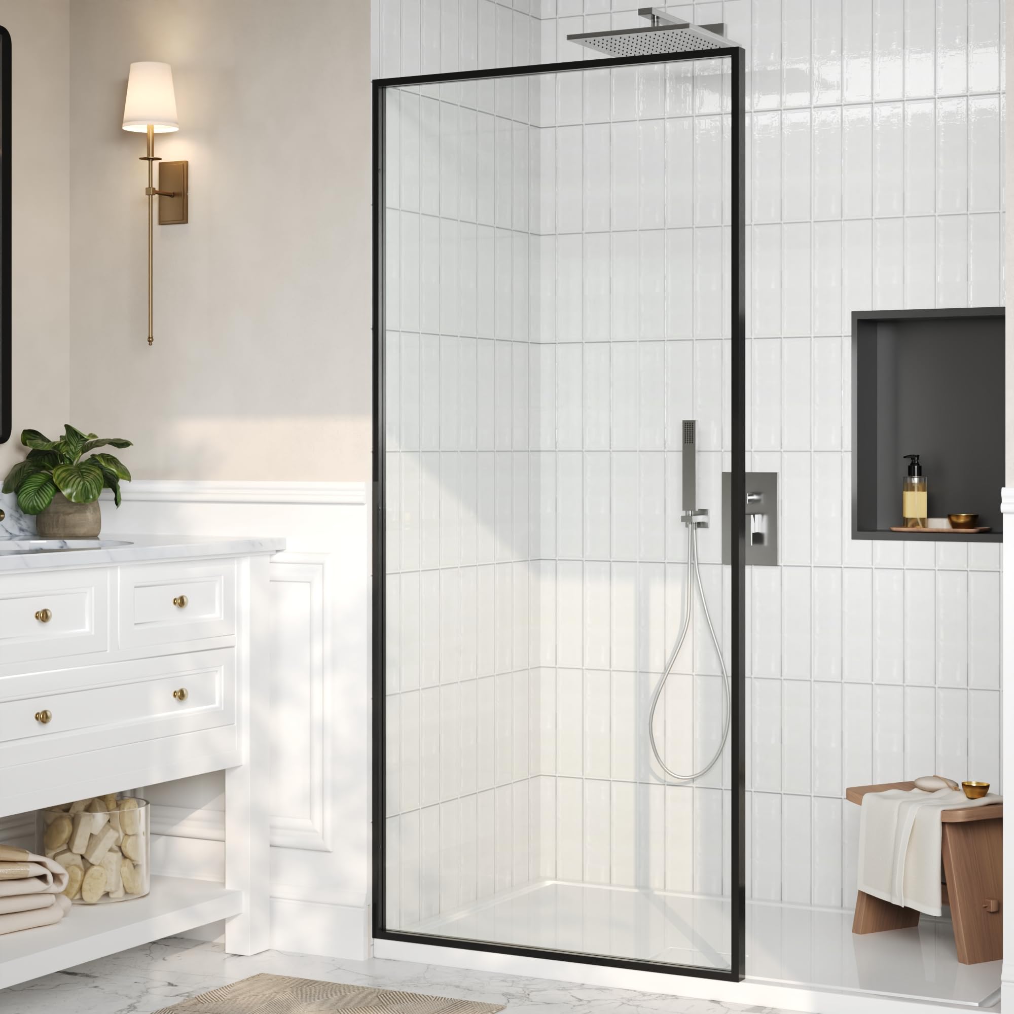 DeerValley 34"×74" Framed Shower Glass Panel