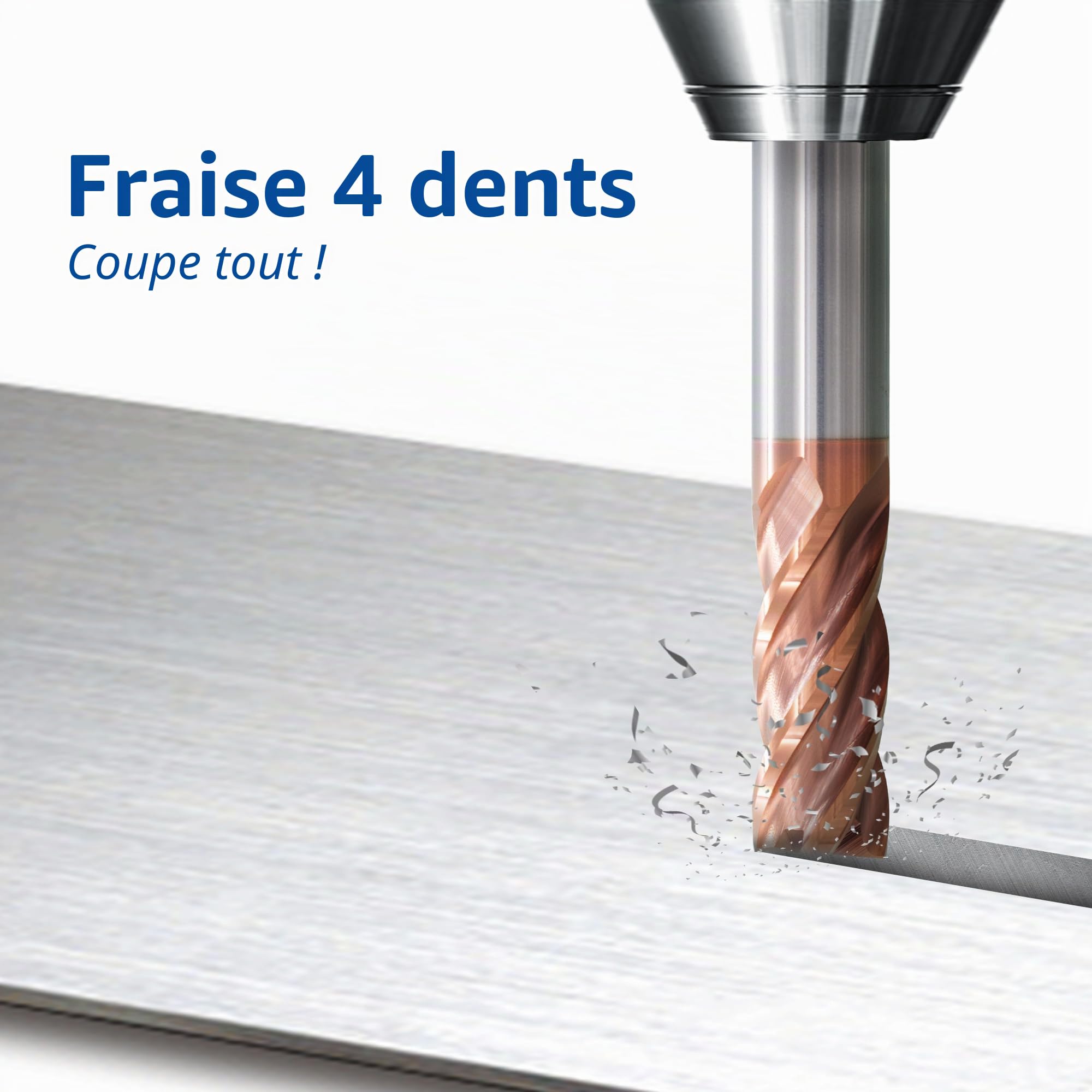 TJR Lot de 4 fraises en carbure de tungstène Uni Mill (6/8/10/12 mm) – Fraises en carbure micro-grains TiAlN pour acier, acier inoxydable, fonte – Fraisage CNC, coupe précise