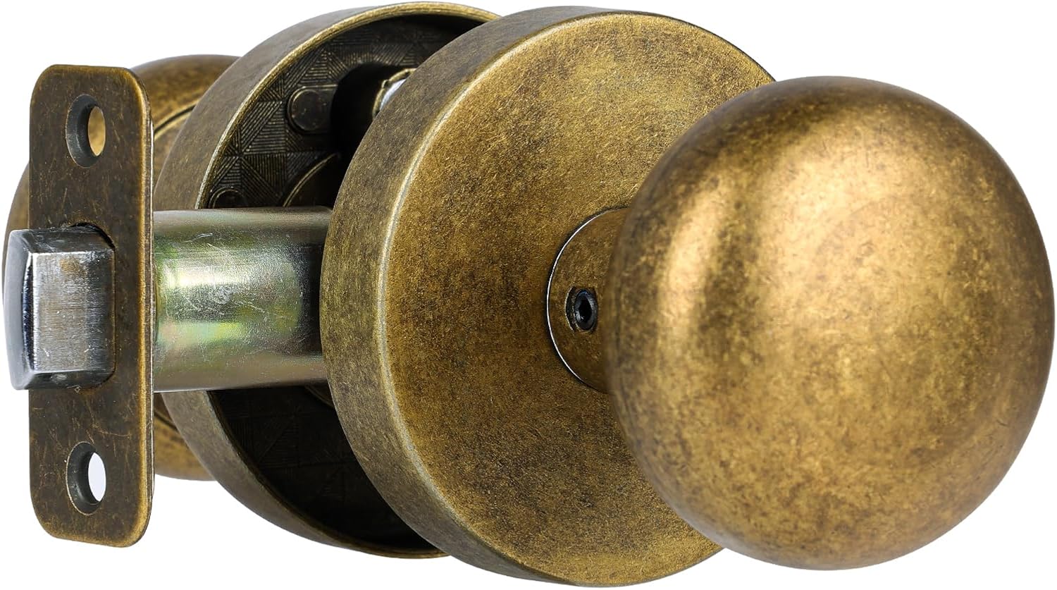 Passage Interior Door Knobs Antique Brass Bronze Door Knob for Hall and Kitchen No-Locking Vintage Round Design Door Handle, Zinc Alloy 1 Pack Passage Antique Brass Bronze