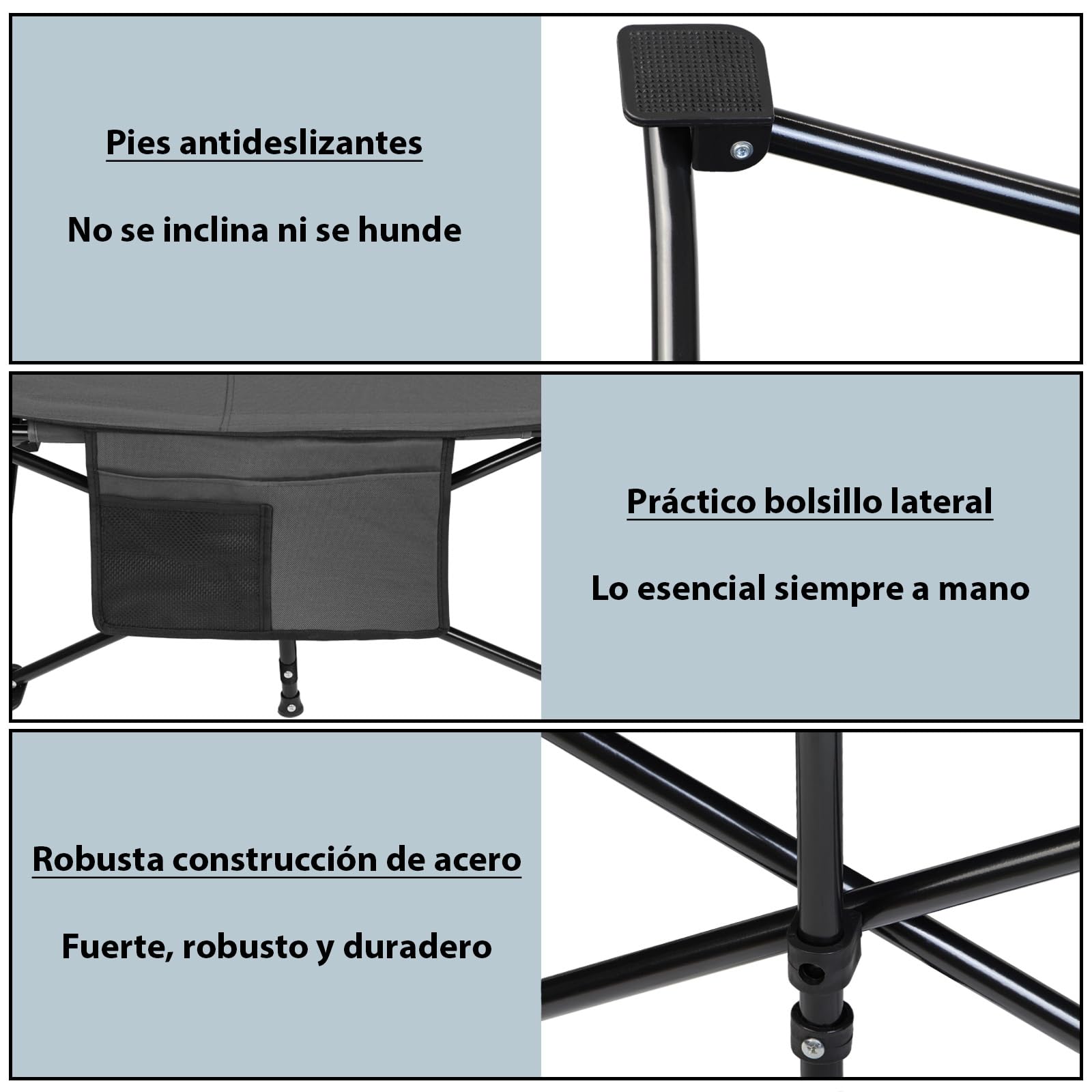 ALPIDEX Cama Camping hasta 200 kg Bolsillo Lateral Cómodo Acolchado Suave Invitados Plegable Tumbona Jardín Playa Viajar