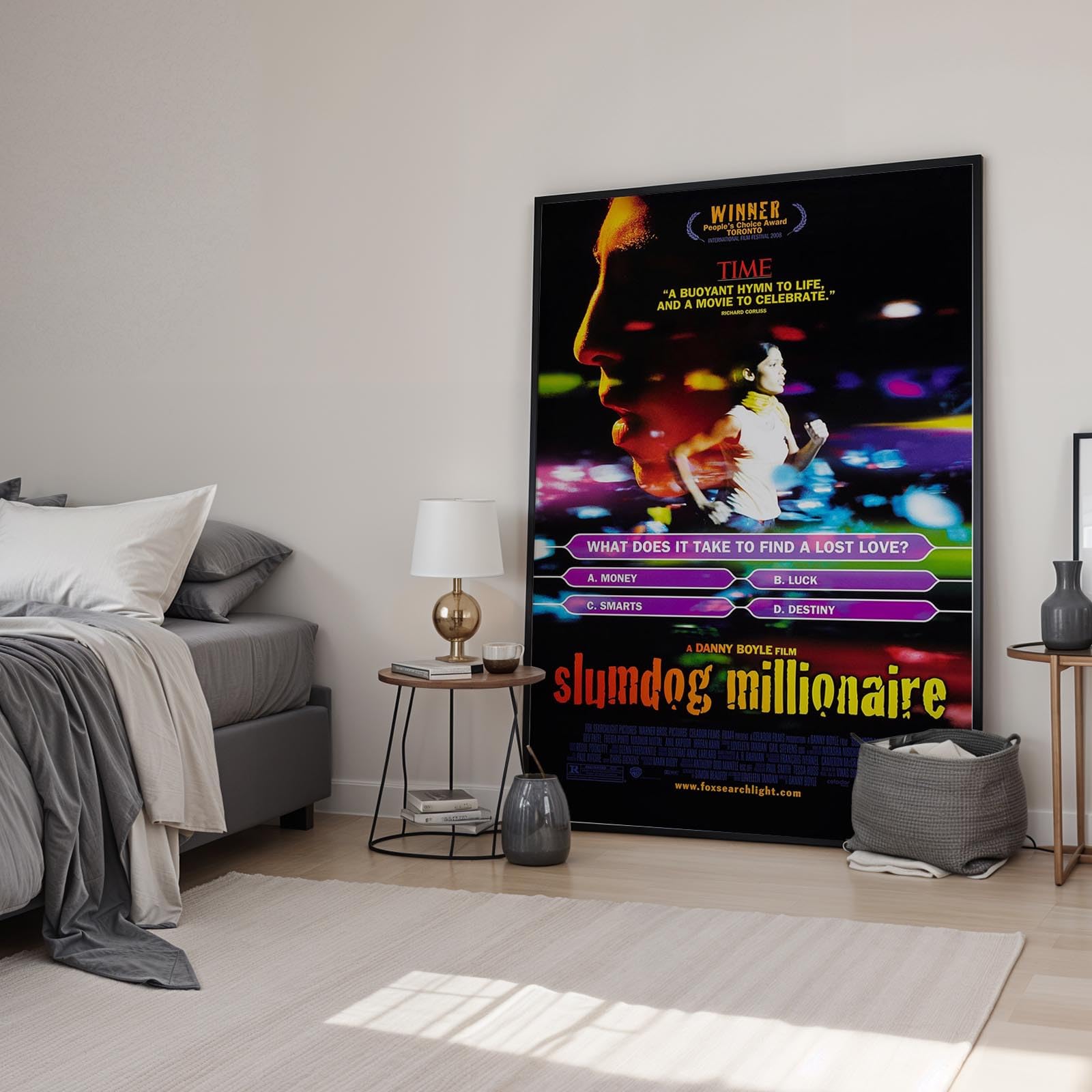 Slumdog Millionaire (2008) Framed Classic-Cult Movie Poster Print Wall Art Image Home Decor Artworks Framed Poster Different Sizes and Colours